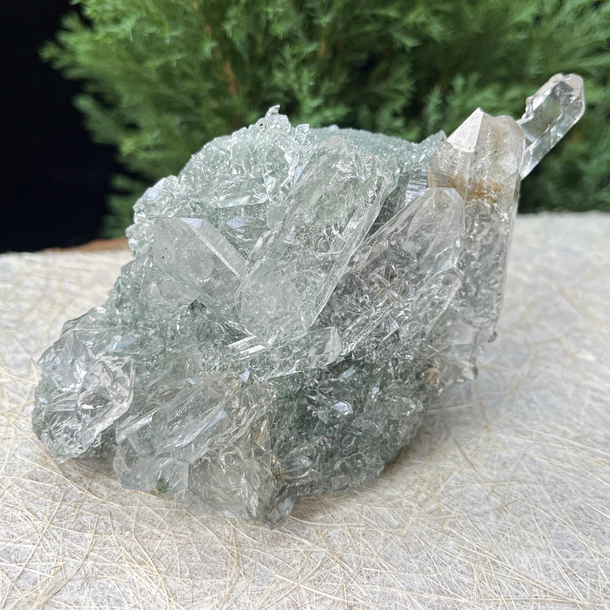 615gm Chlorite Quartz Crystal Cluster, Natural Rough Healing Stone, Chlorite Included Quartz, Raw Mineral Specimen for Home Decor