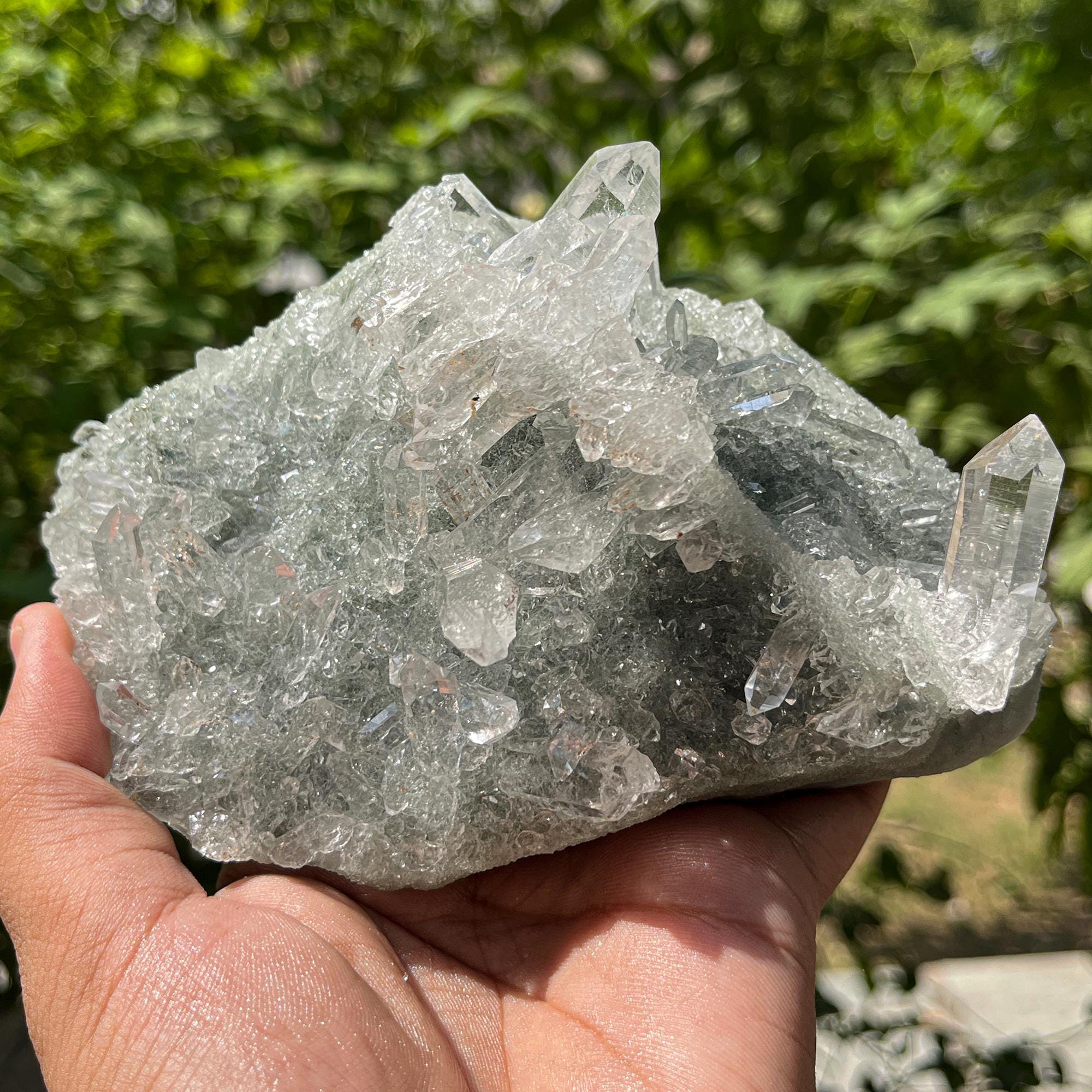 Himalayan Elestial Chlorite Quartz Cluster specimen Raw Healing Minerals 770gm