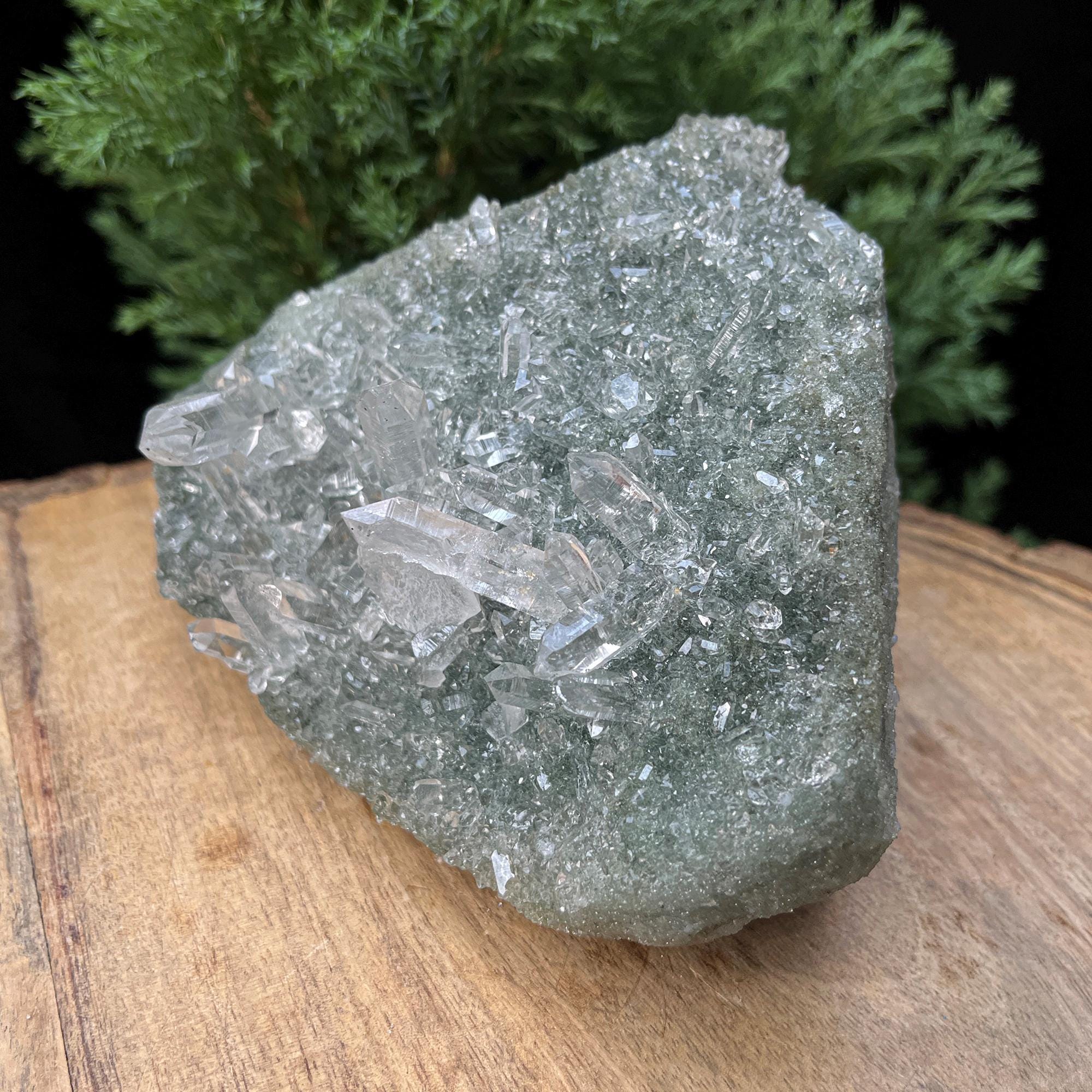 Green Chlorite Quartz Cluster: Himalayan Crystal Healing Home Decor 900gm
