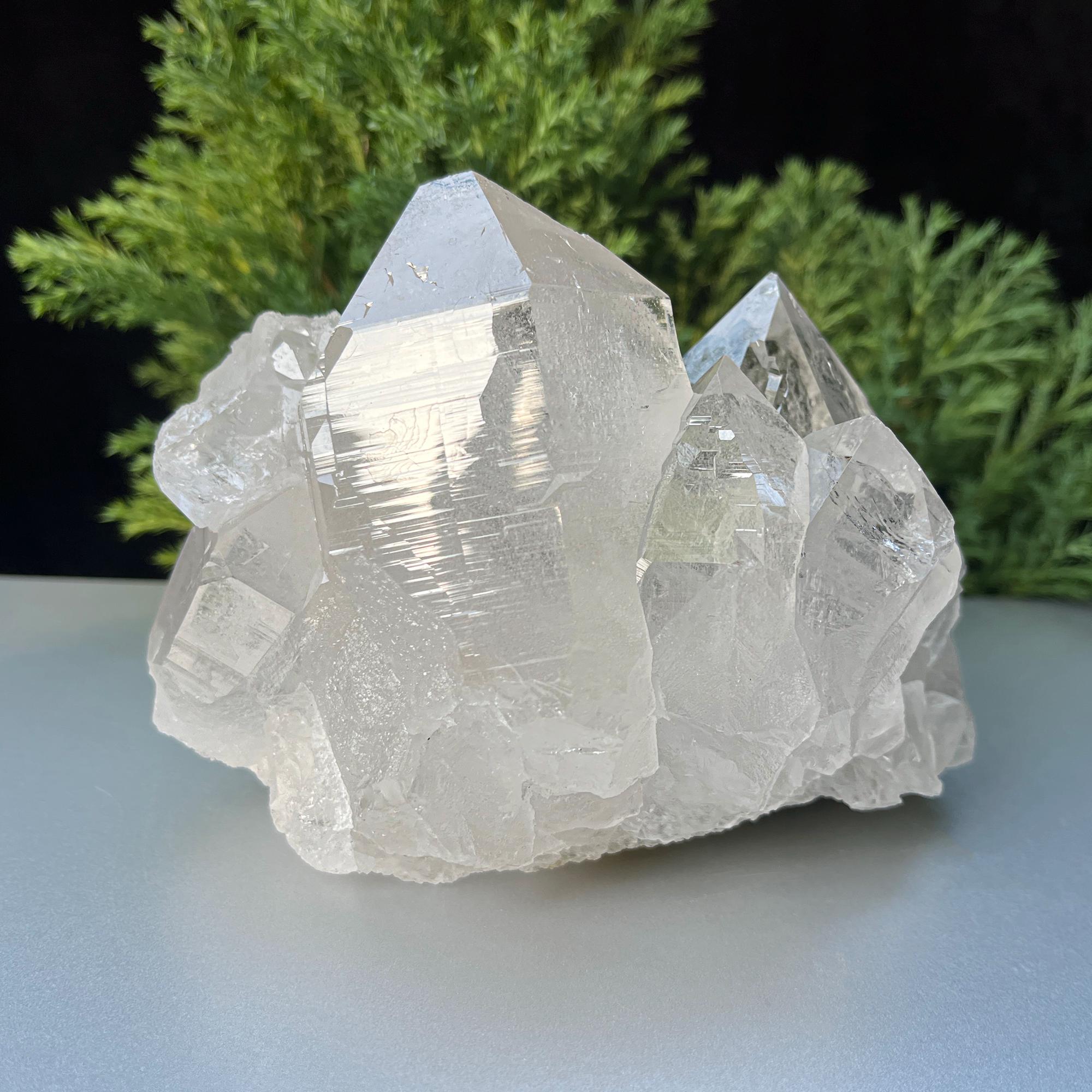 Himalayan Green Chlorite Quartz Point: Natural Crystal Cluster, Home Decor 970gm