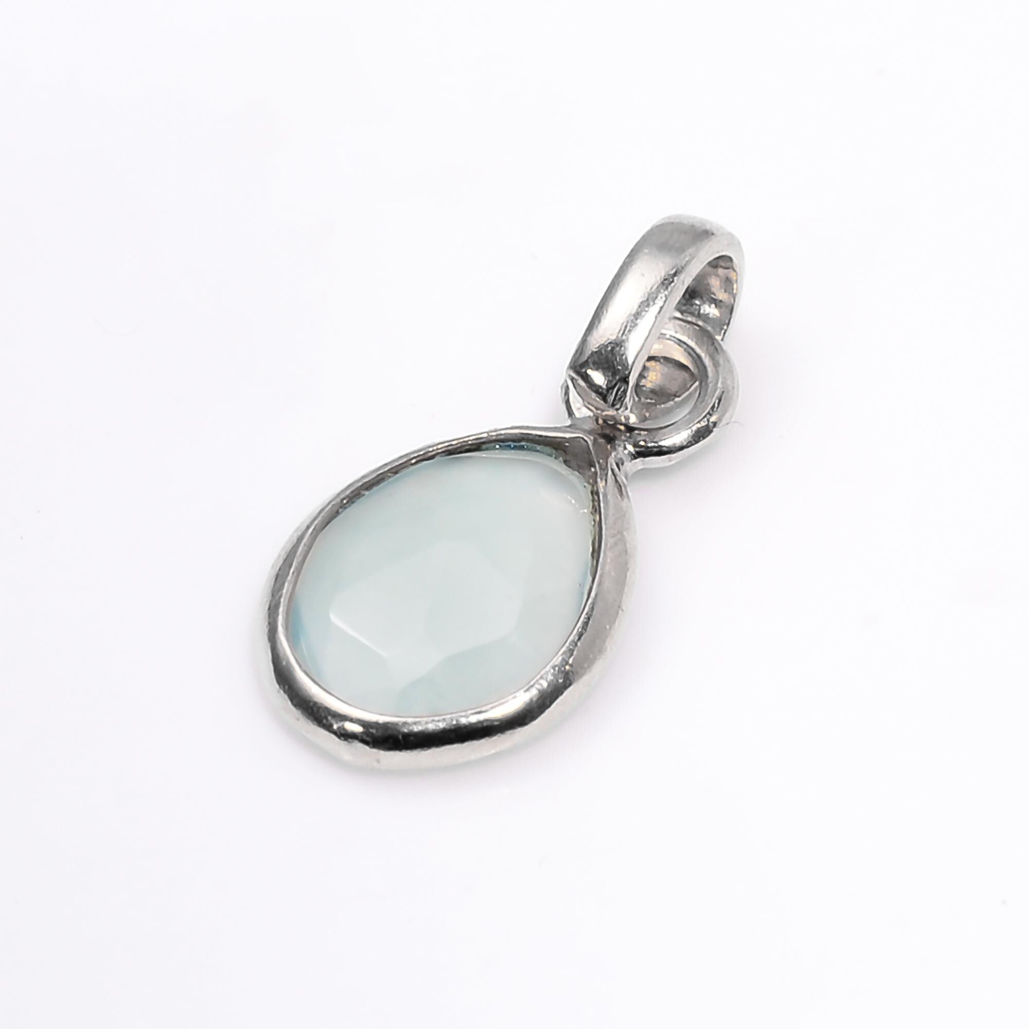 Rose Cut Aquaprase Pendant Necklace: Rose Gold Sterling Silver Boho Jewelry