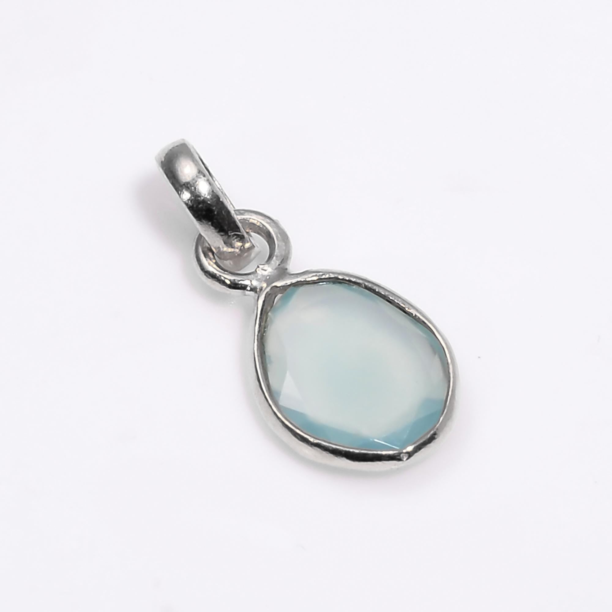 Rose Cut Aquaprase Pendant Necklace: Rose Gold Sterling Silver Boho Jewelry