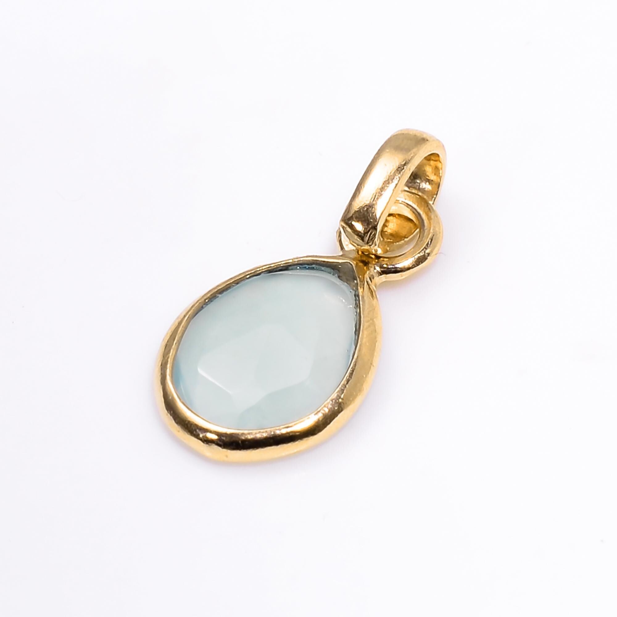 Rose Cut Aquaprase Pendant Necklace: Rose Gold Sterling Silver Boho Jewelry