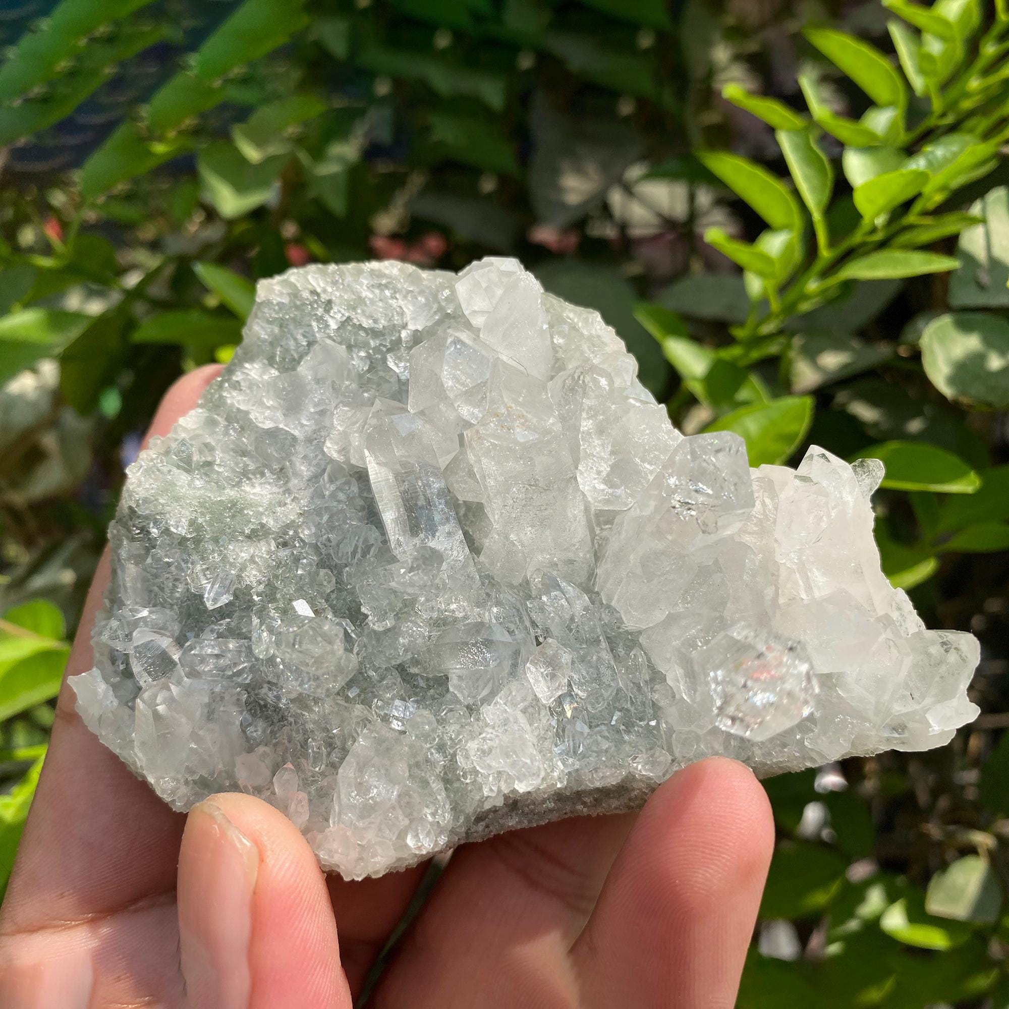 Green Chlorite Quartz Cluster: Natural Healing Crystal 175gm