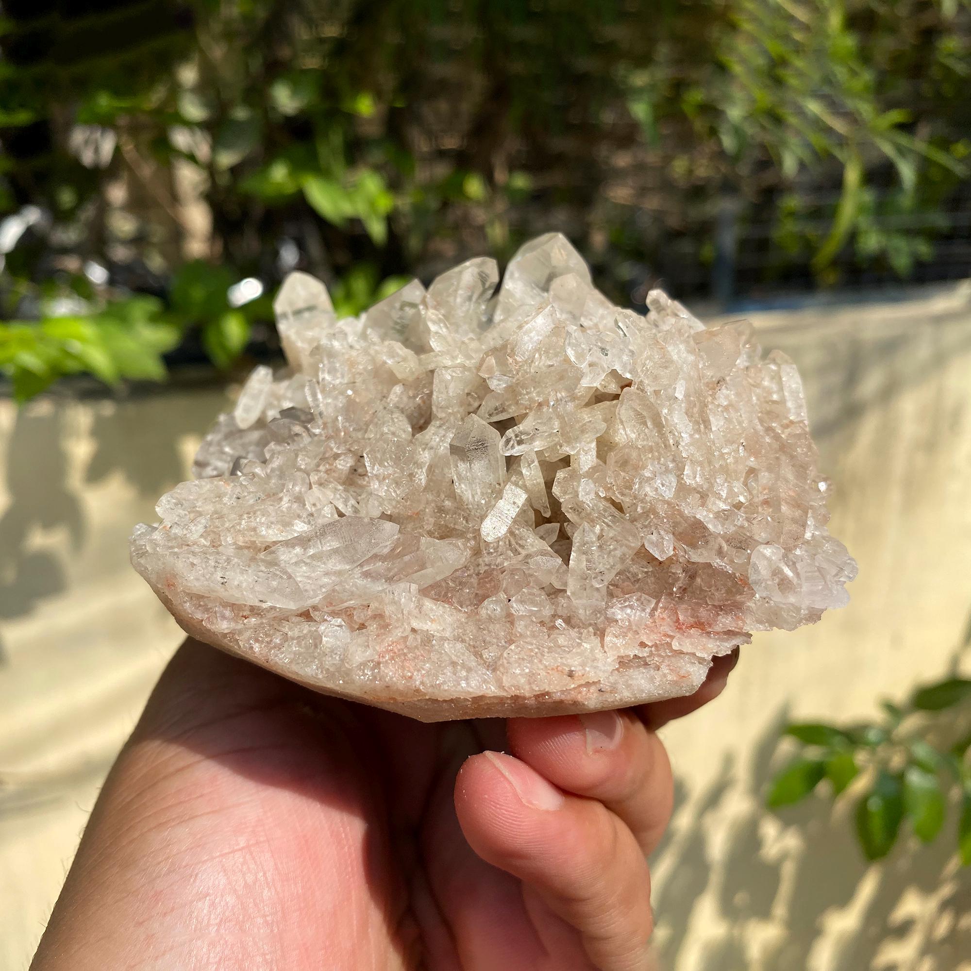 Pink Phantom Quartz Crystal: Rare Growth Inclusions, Heart Chakra Healing Stone 545gm