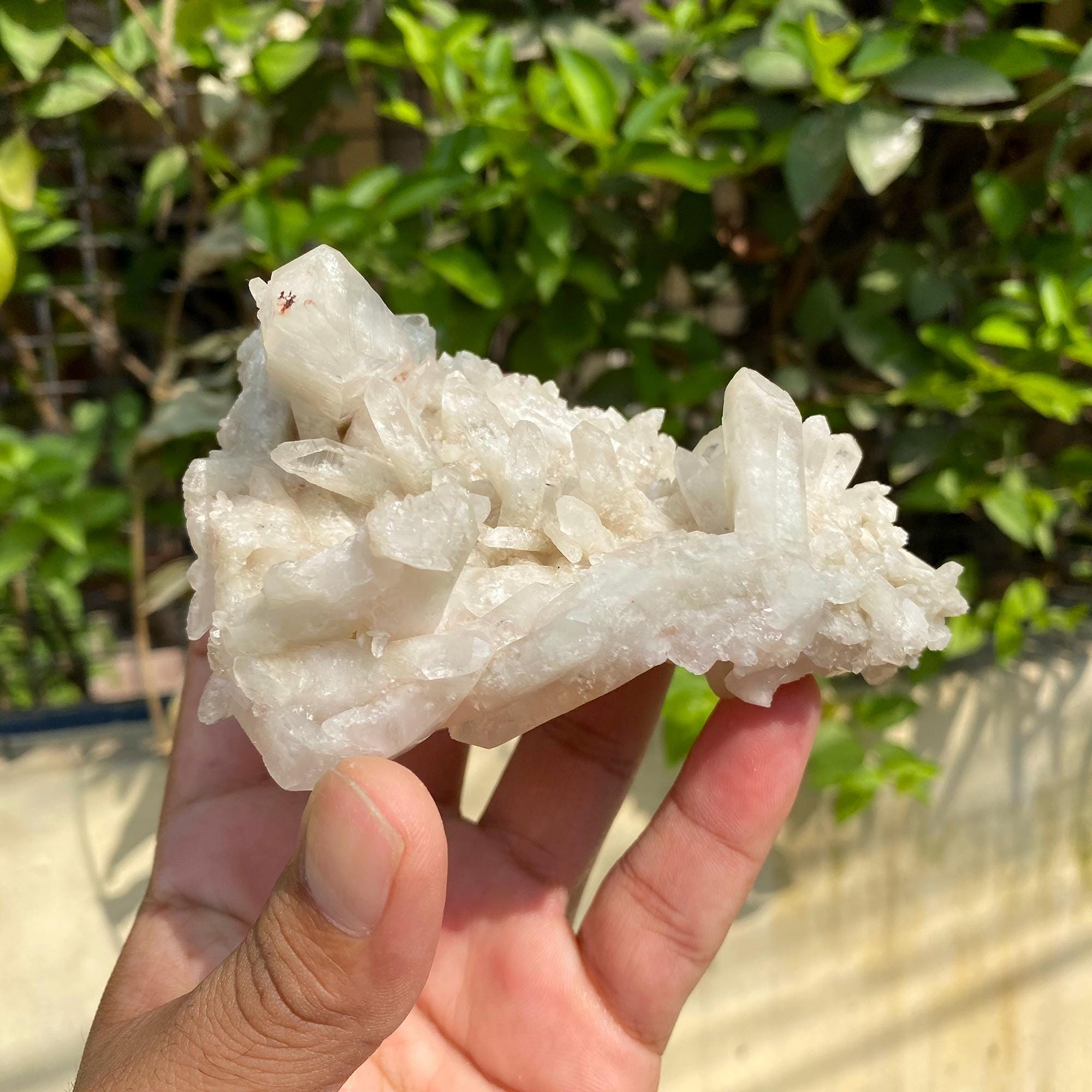 Himalayan White Phantom Quartz Cluster: Healing Crystal for Meditation