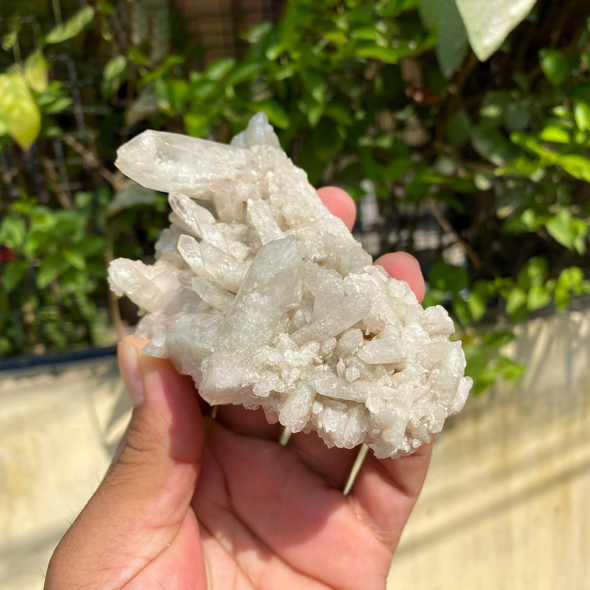 Himalayan White Phantom Quartz Cluster: Healing Crystal for Meditation