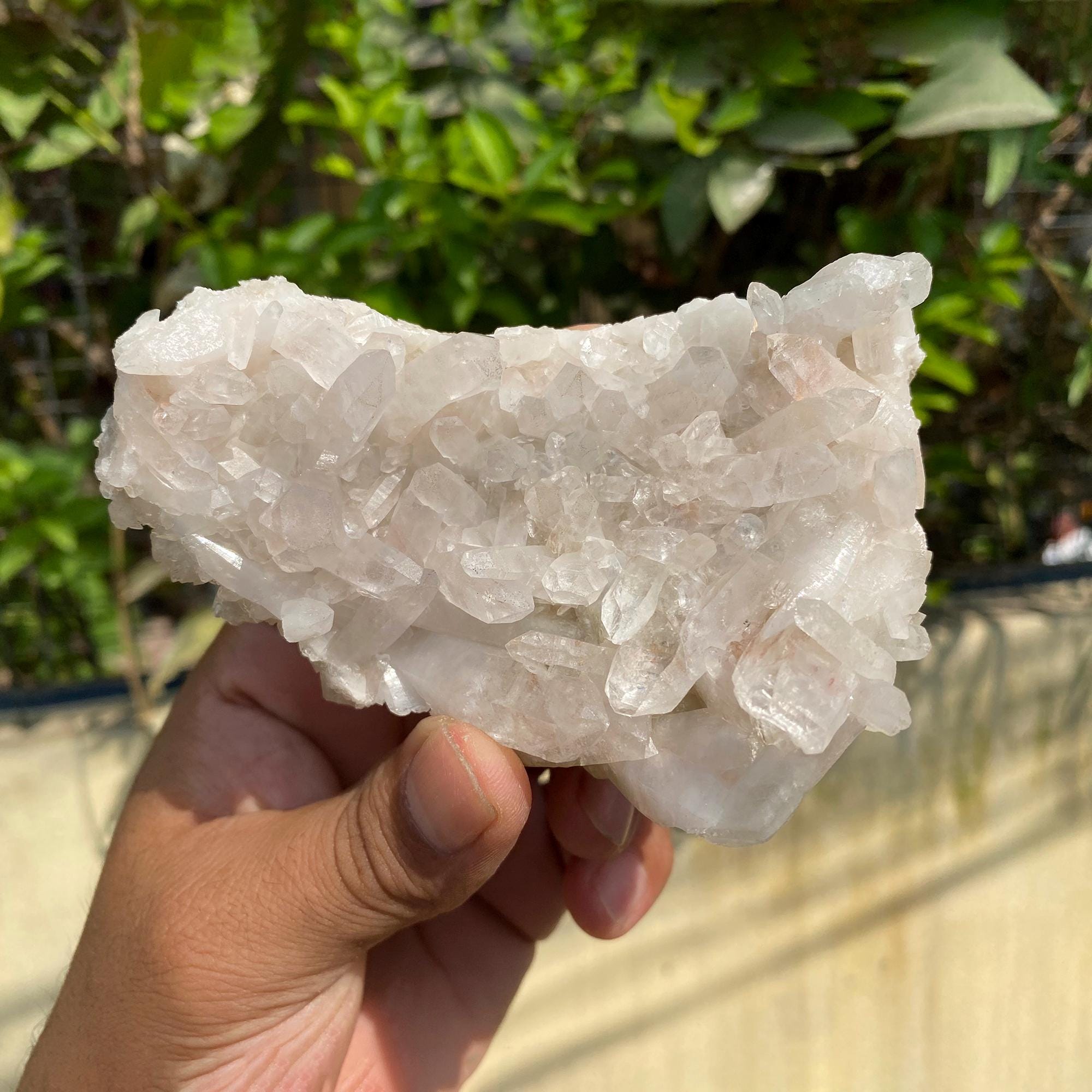 Himalayan White Phantom Quartz Cluster: Healing Crystal for Meditation