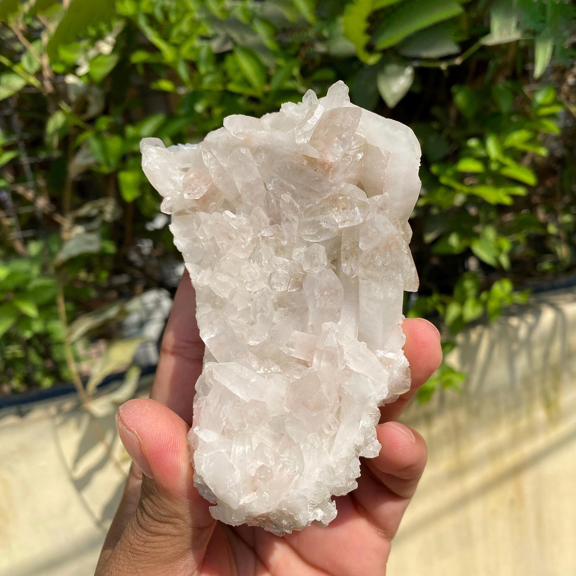 Himalayan White Phantom Quartz Cluster: Healing Crystal for Meditation