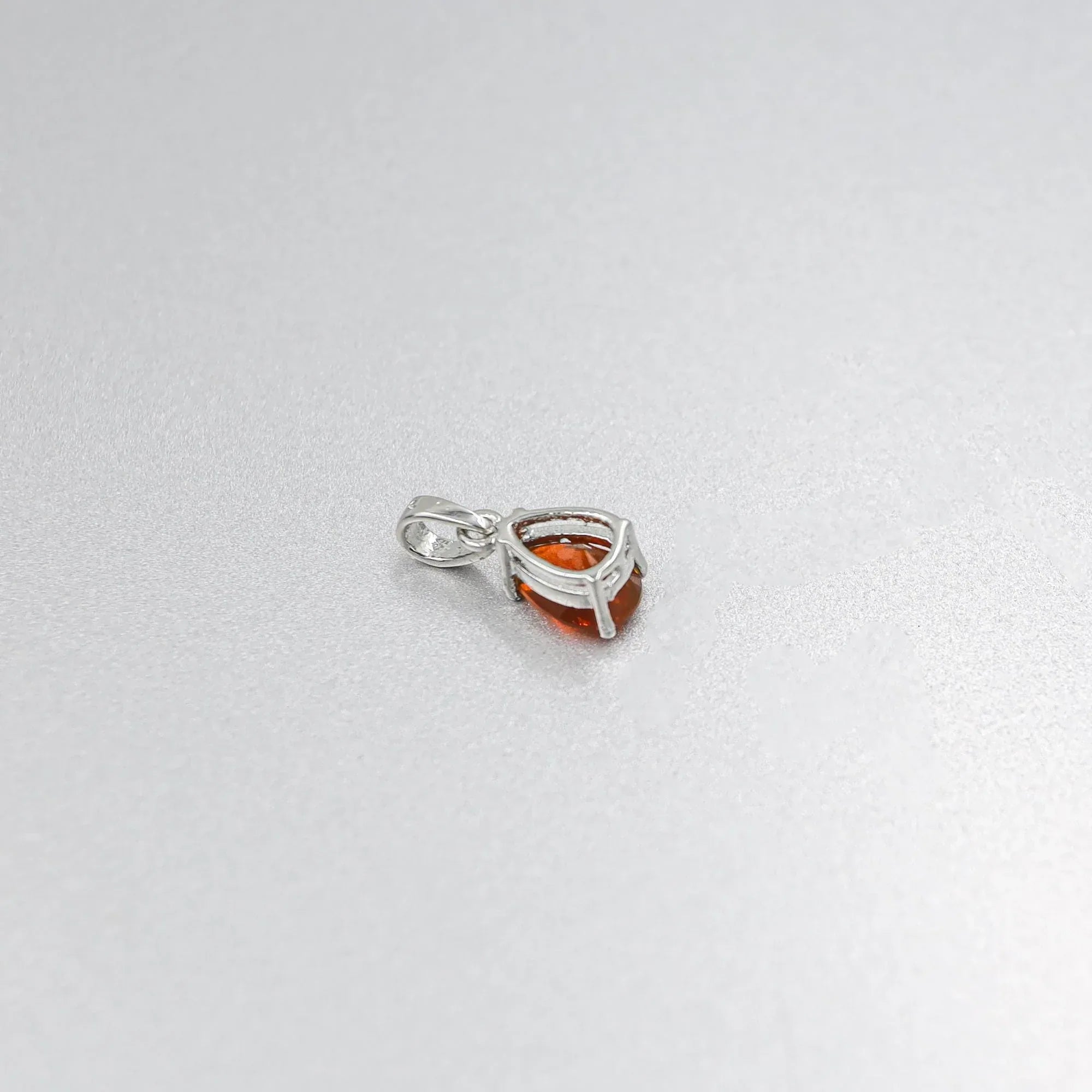 Handmade Sterling Silver Mexican Fire Opal Pendant: Pear Faceted Gemstone