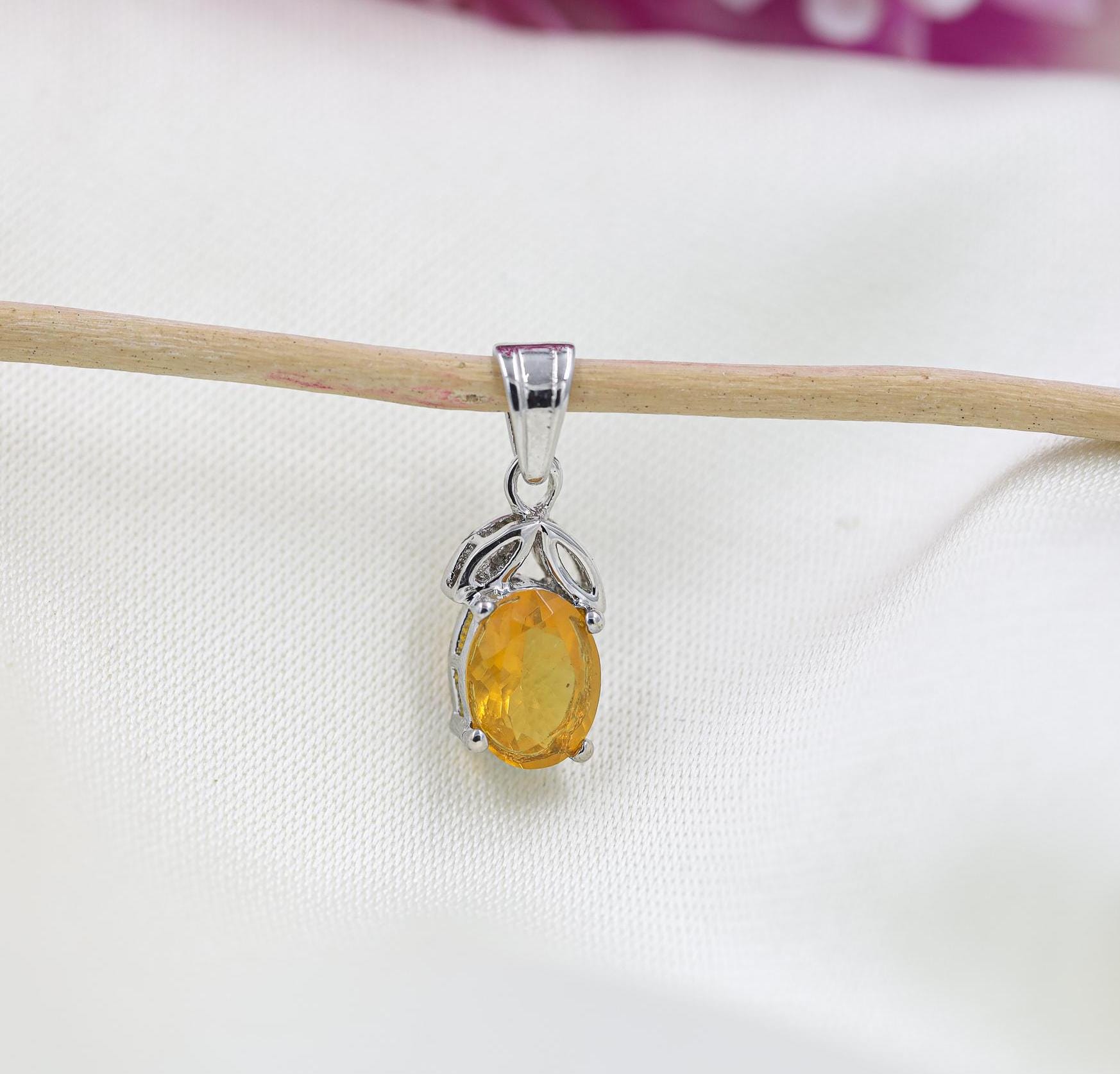 Sterling Silver Mexican Fire Opal Pendant: Handmade Gemstone Jewelry