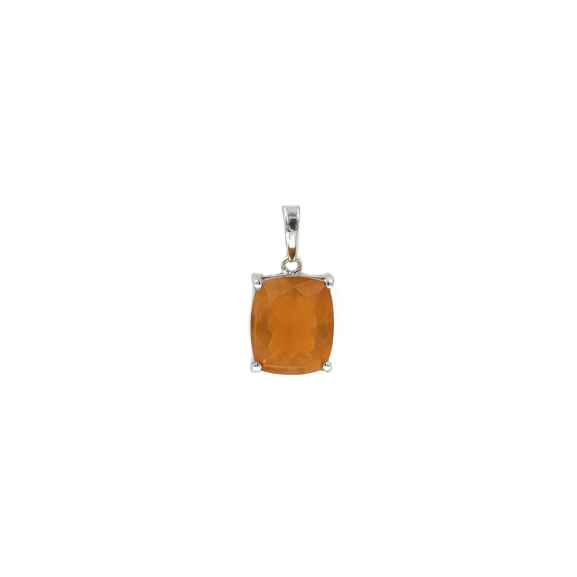 Cushion Cut Mexican Opal Pendant: 925 Sterling Silver Solitaire