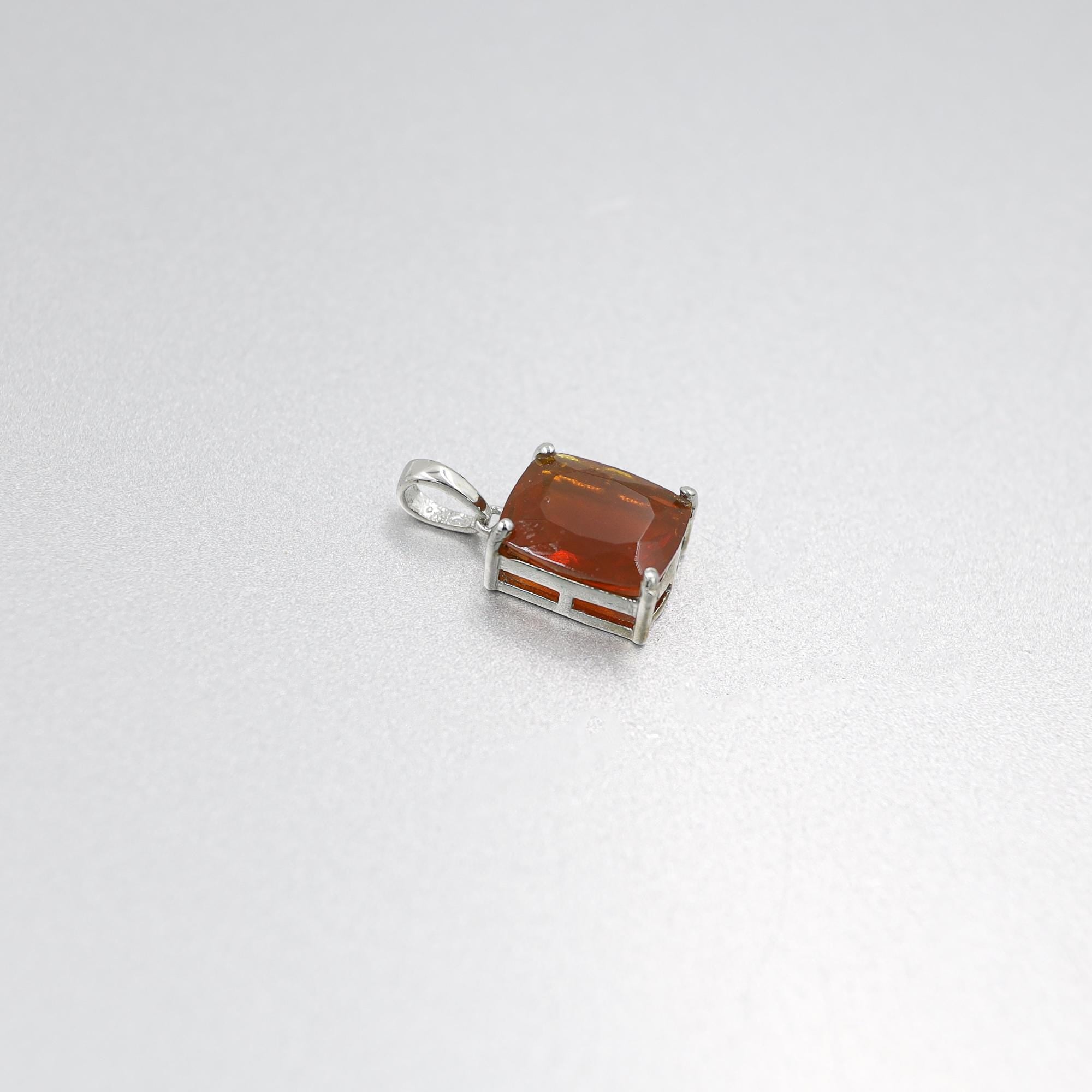 Natural Mexican Fire Opal Pendant: 925 Sterling Silver Healing Crystal