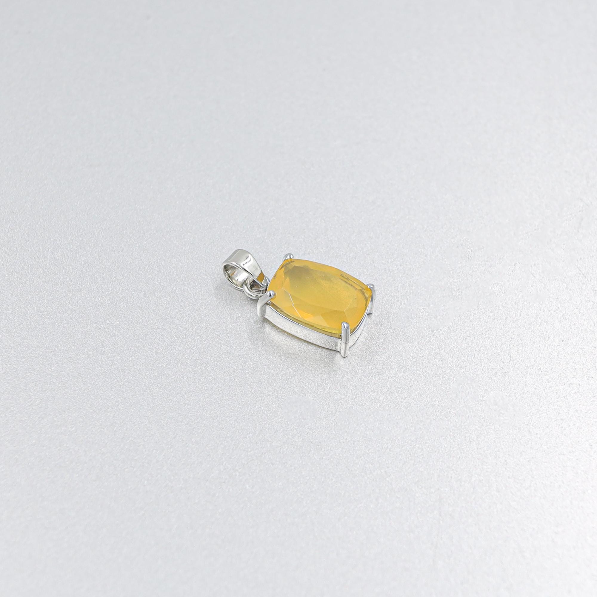 Natural Mexican Opal Pendant: Cushion Cut Sterling Silver Jewelry