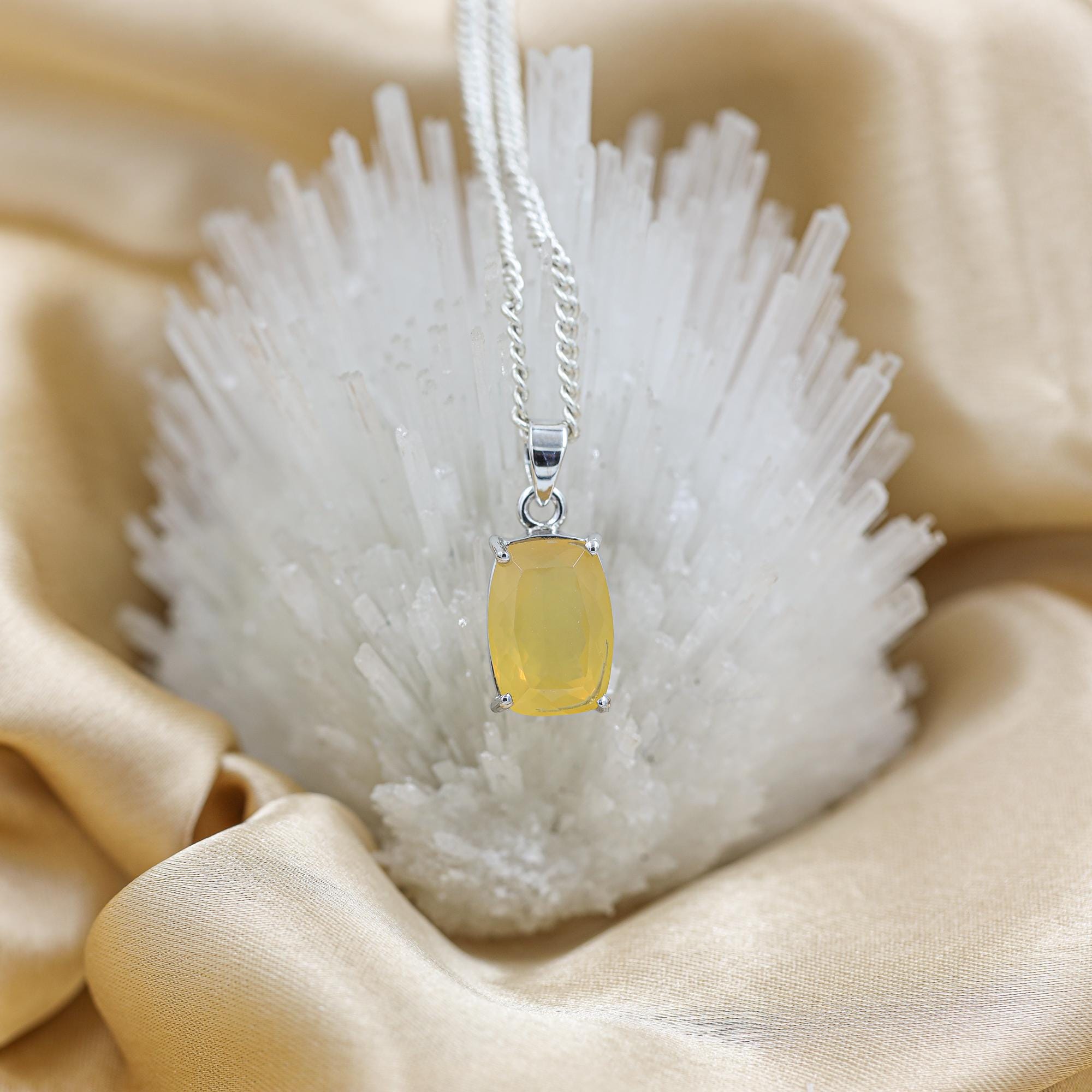 Natural Mexican Opal Pendant: Cushion Cut Sterling Silver Jewelry