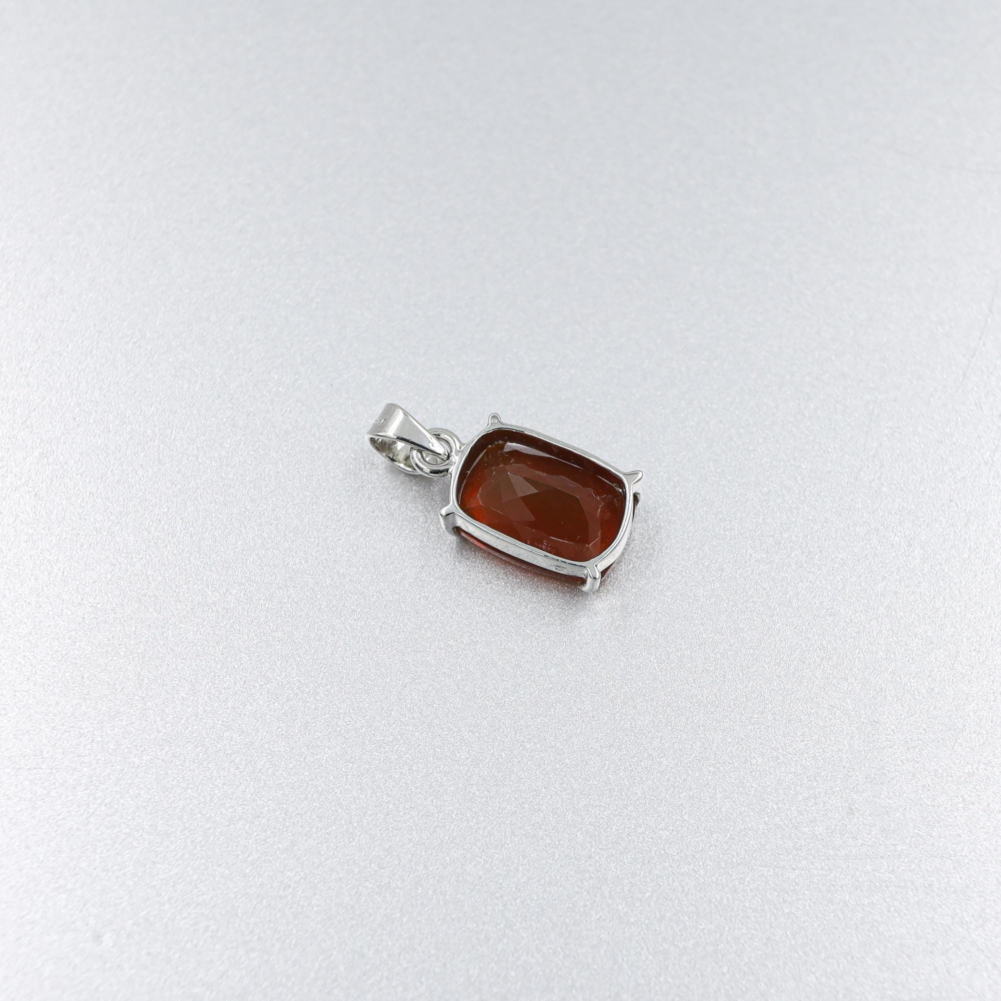 Natural Mexican Fire Opal Pendant: 925 Sterling Silver Cushion Cut