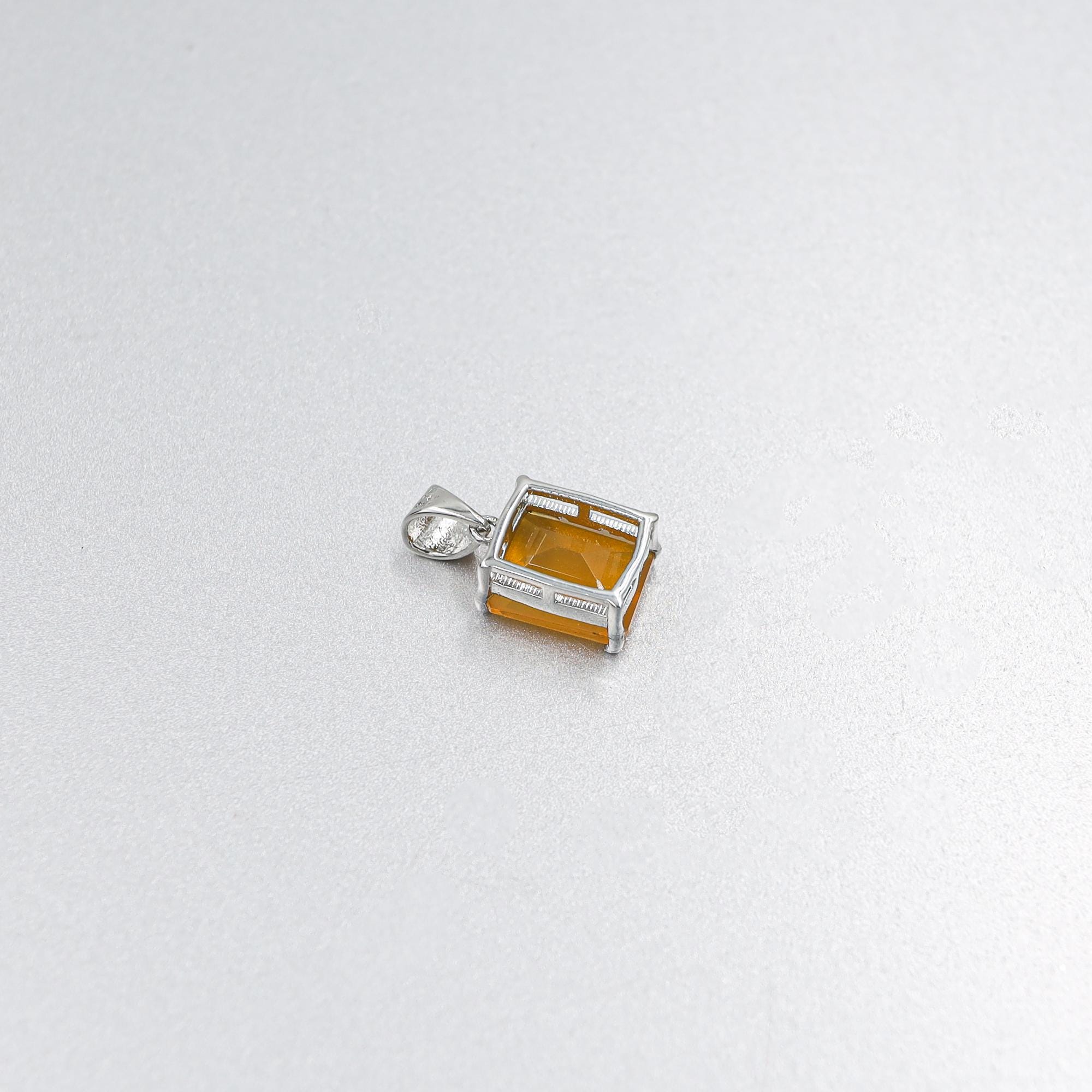 Mexican Fire Opal Sterling Silver Necklace: Octagon Gemstone, October Birthstone