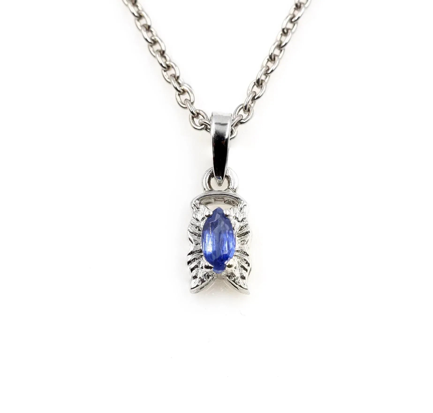925 Silver Indigo Kyanite Pendant: Marquise September Birthstone