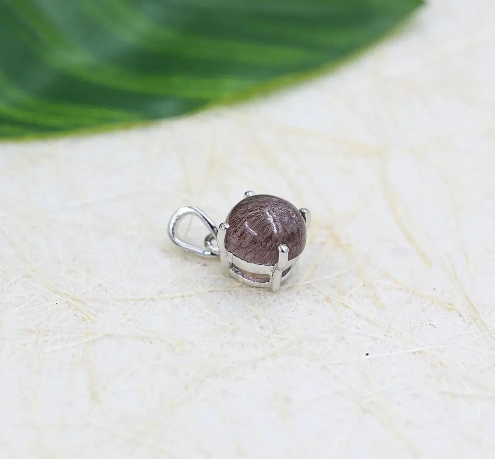 9mm Super Seven Amethyst Pendant: Cacoxenite Sterling Silver Melody Stone