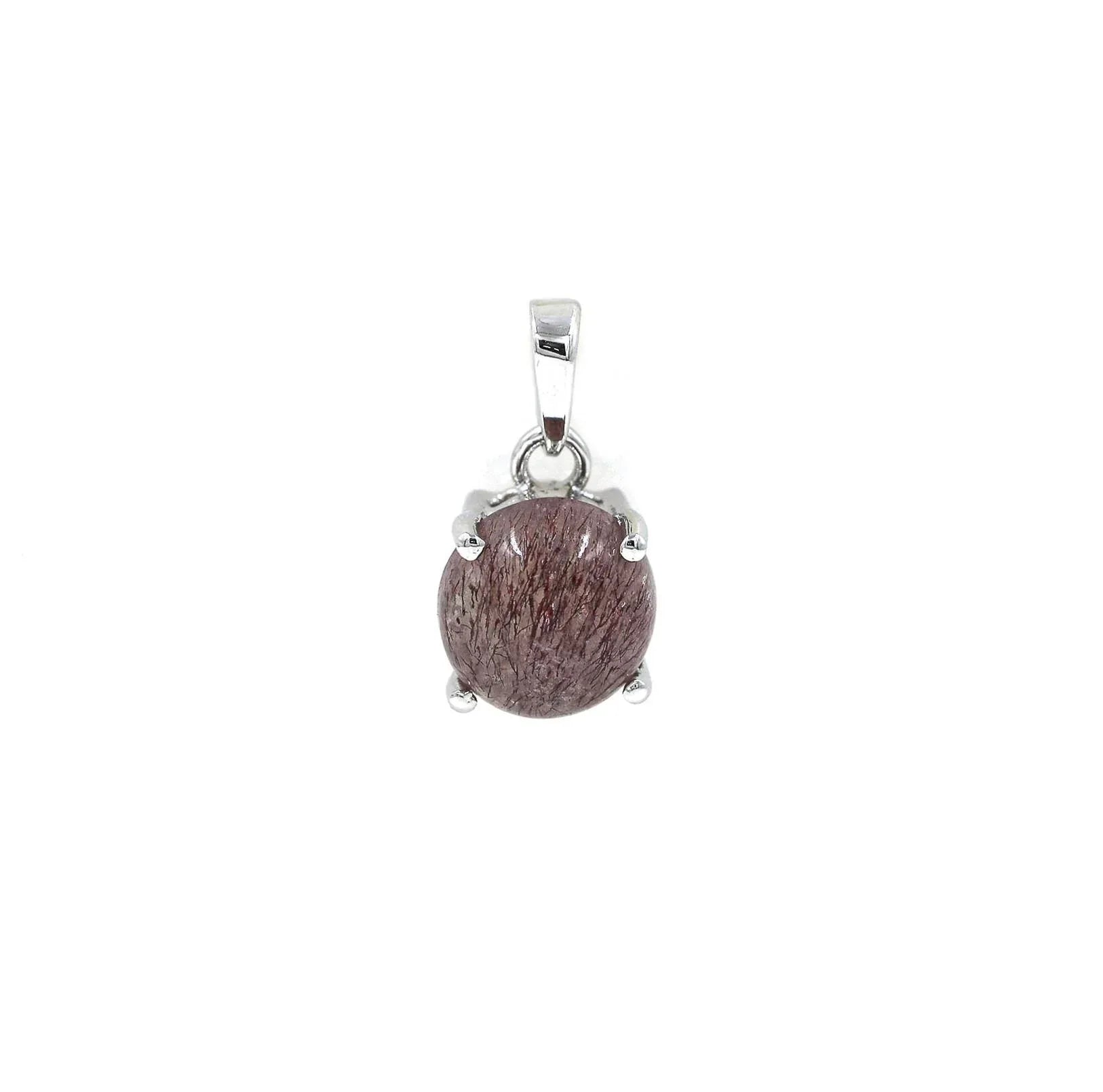 9mm Super Seven Amethyst Pendant: Cacoxenite Sterling Silver Melody Stone