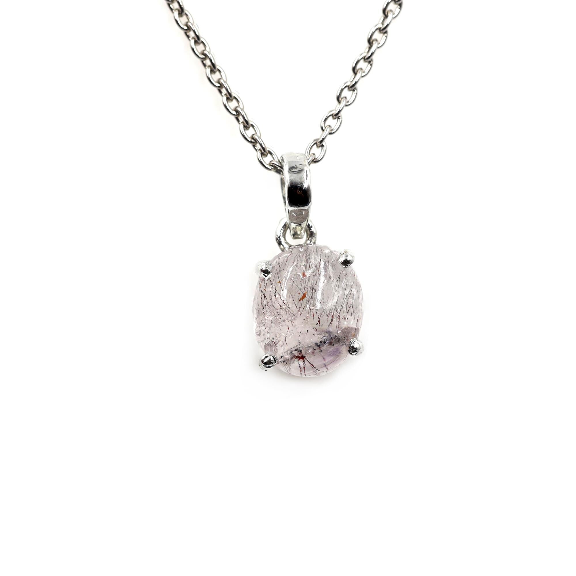 Super Seven Crystal Pendant Necklace: Sterling Silver Gemstone Jewelry