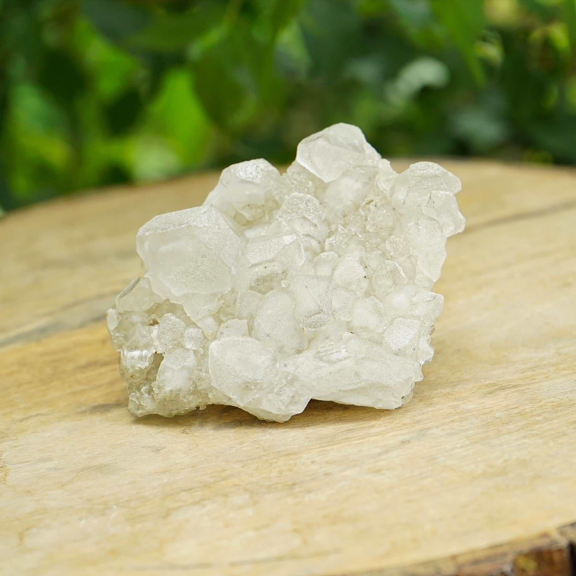 White Phantom Quartz Cluster: Natural Healing Crystal Geode 145gm