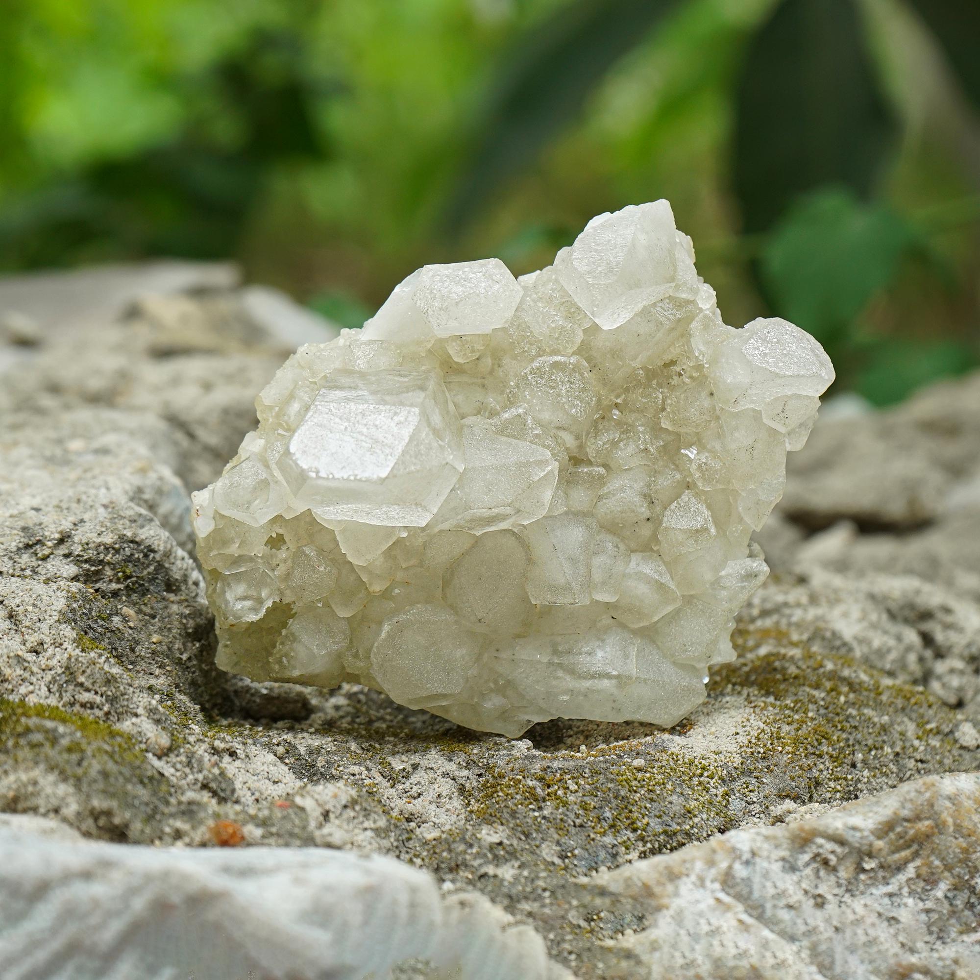 White Phantom Quartz Cluster: Natural Healing Crystal Geode 145gm