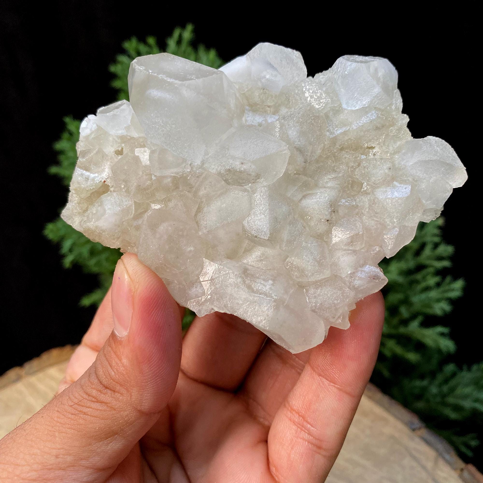 White Phantom Quartz Cluster: Natural Healing Crystal Geode 145gm