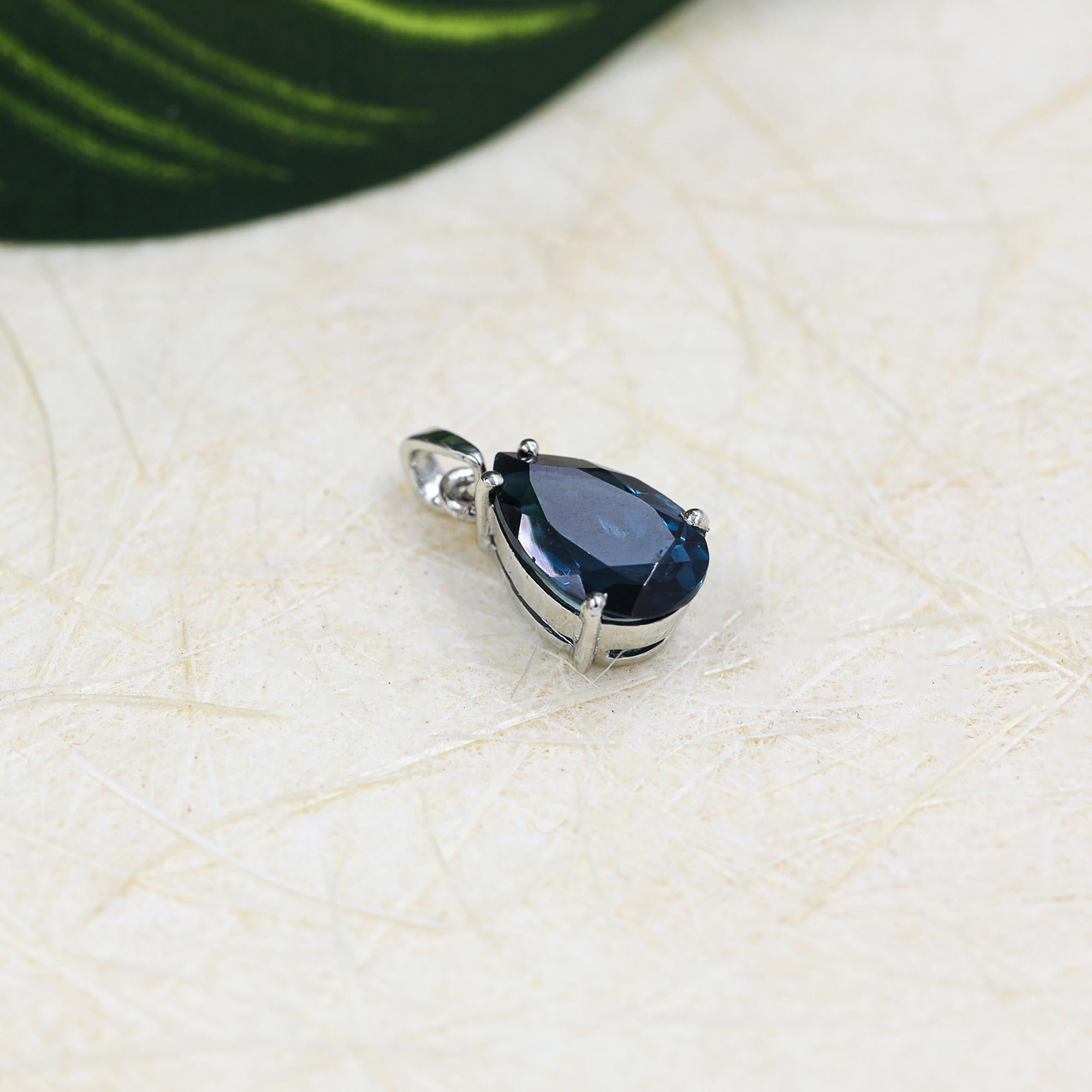 Pear-Cut London Blue Topaz Pendant: 925 Sterling Silver December Birthstone