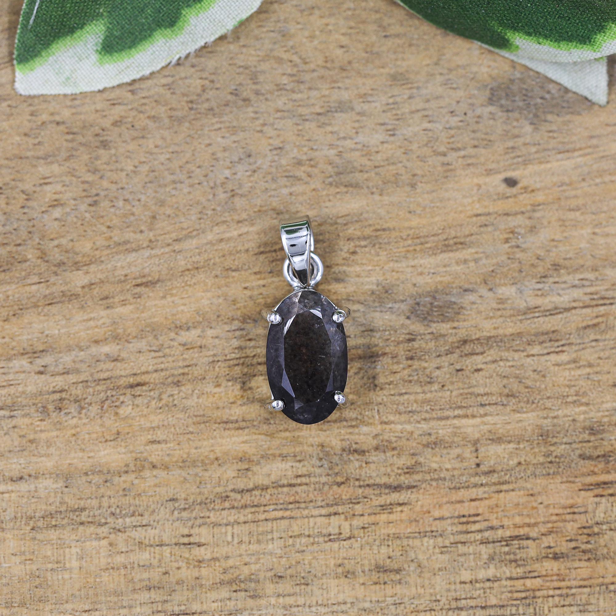 Moss Aqua Gemstone Pendant: Sterling Silver Boho Necklace