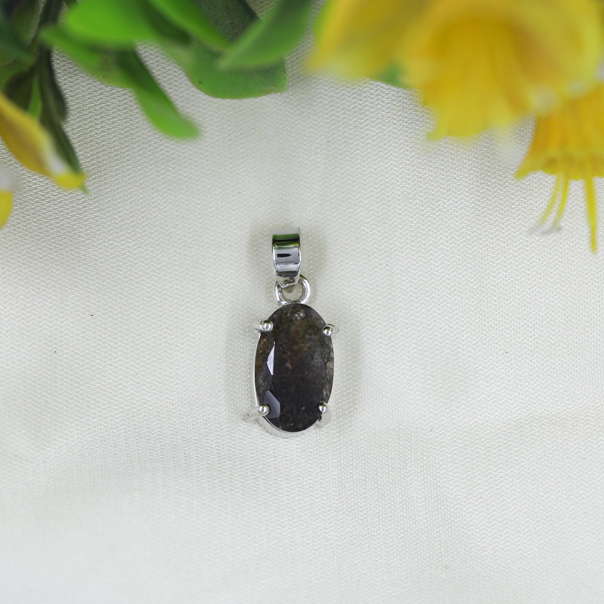 Moss Aqua Gemstone Pendant: Sterling Silver Boho Necklace