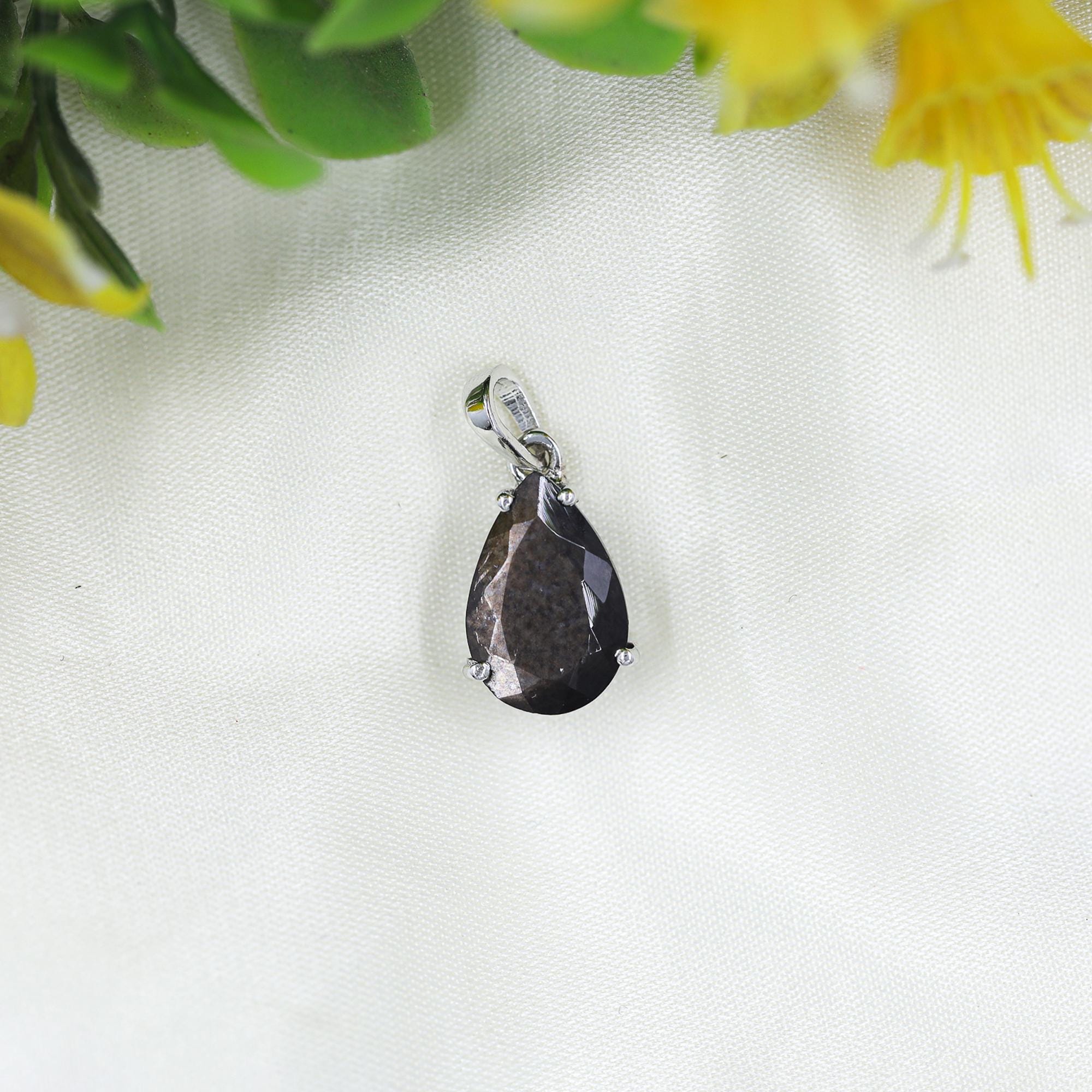 Moss Aqua Gemstone Pendant Necklace: Sterling Silver Boho Jewelry