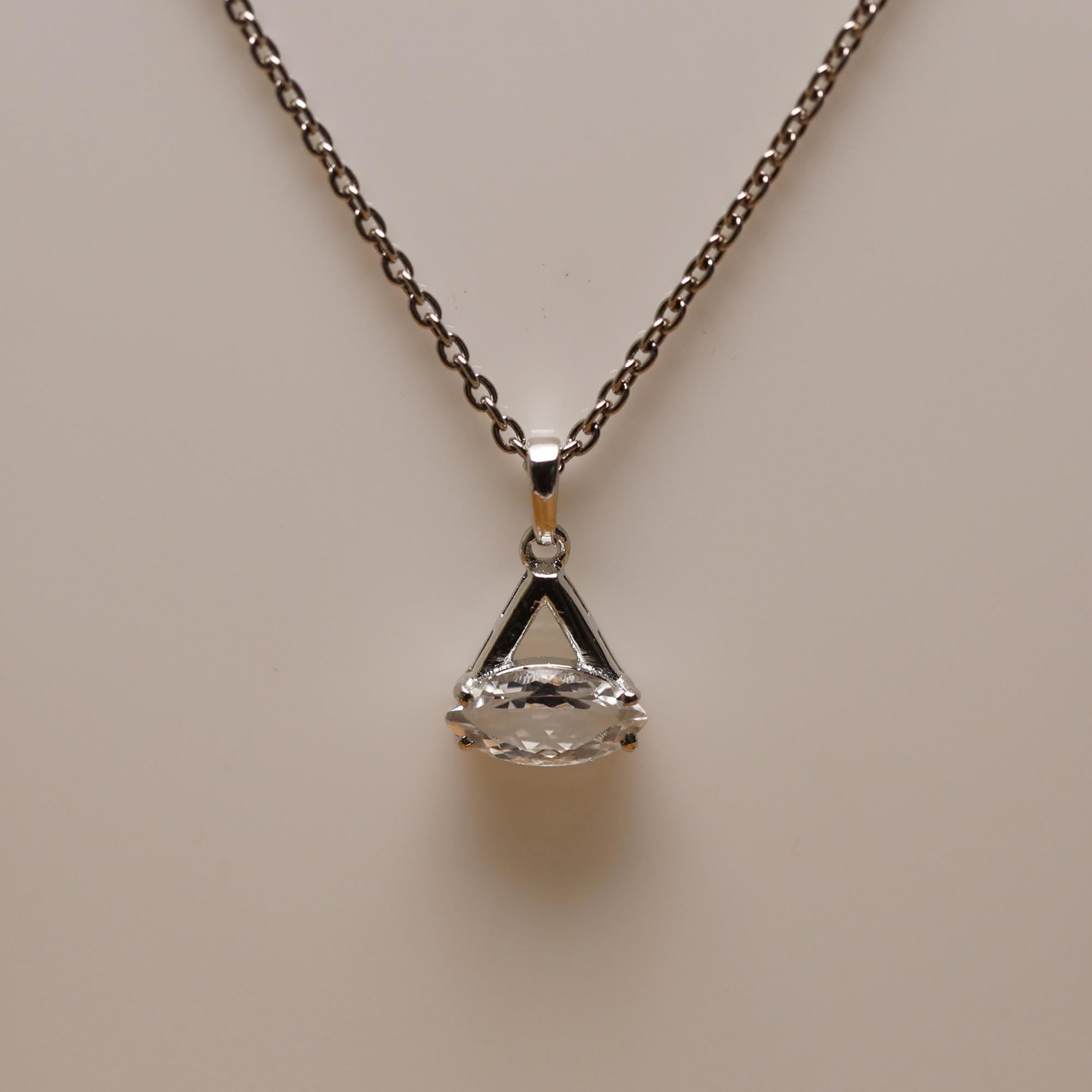 Natural Petalite Pendant Necklace: 925 Sterling Silver Marquise Jewelry