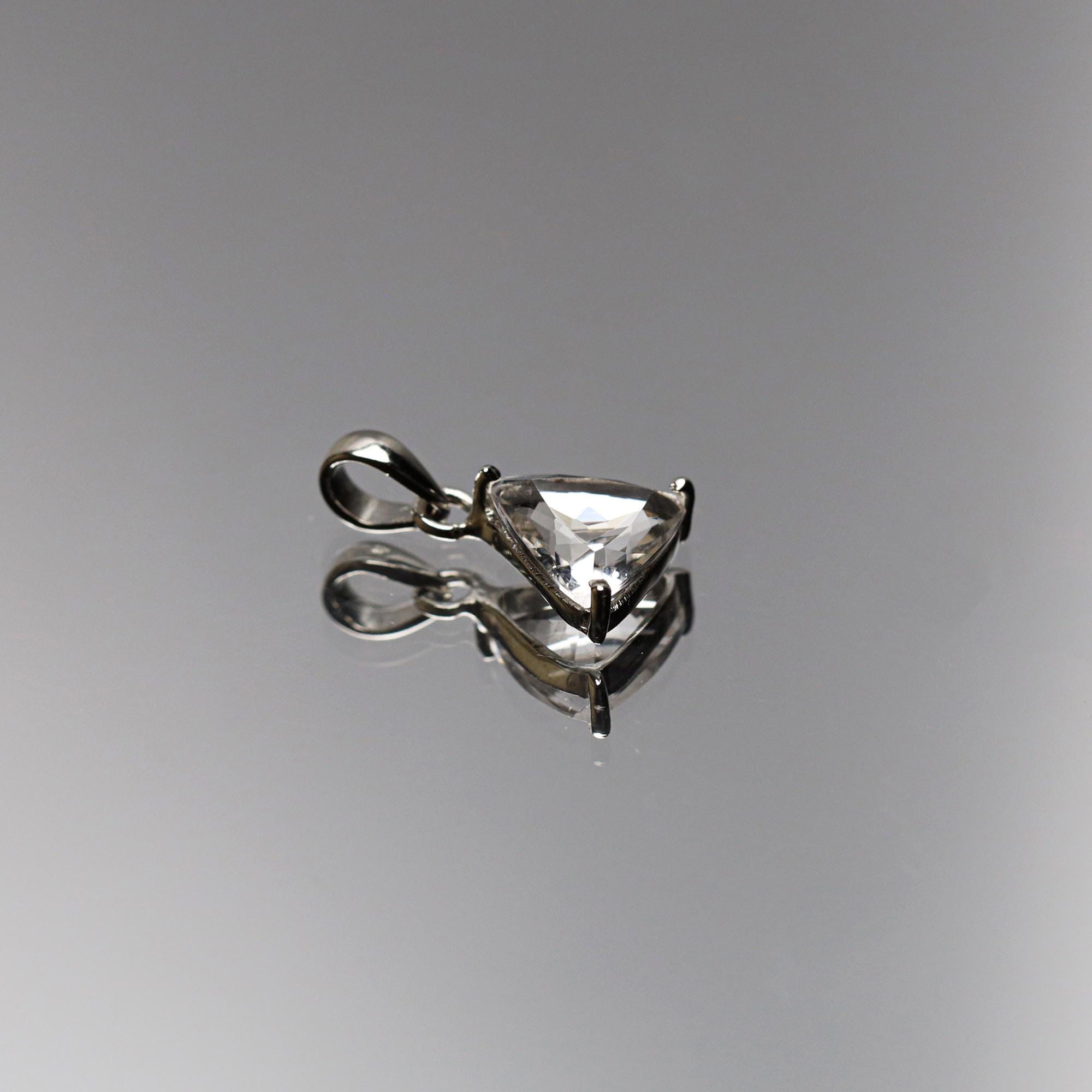 Sterling Silver Petalite Pendant – 10mm Faceted Triangle Gemstone