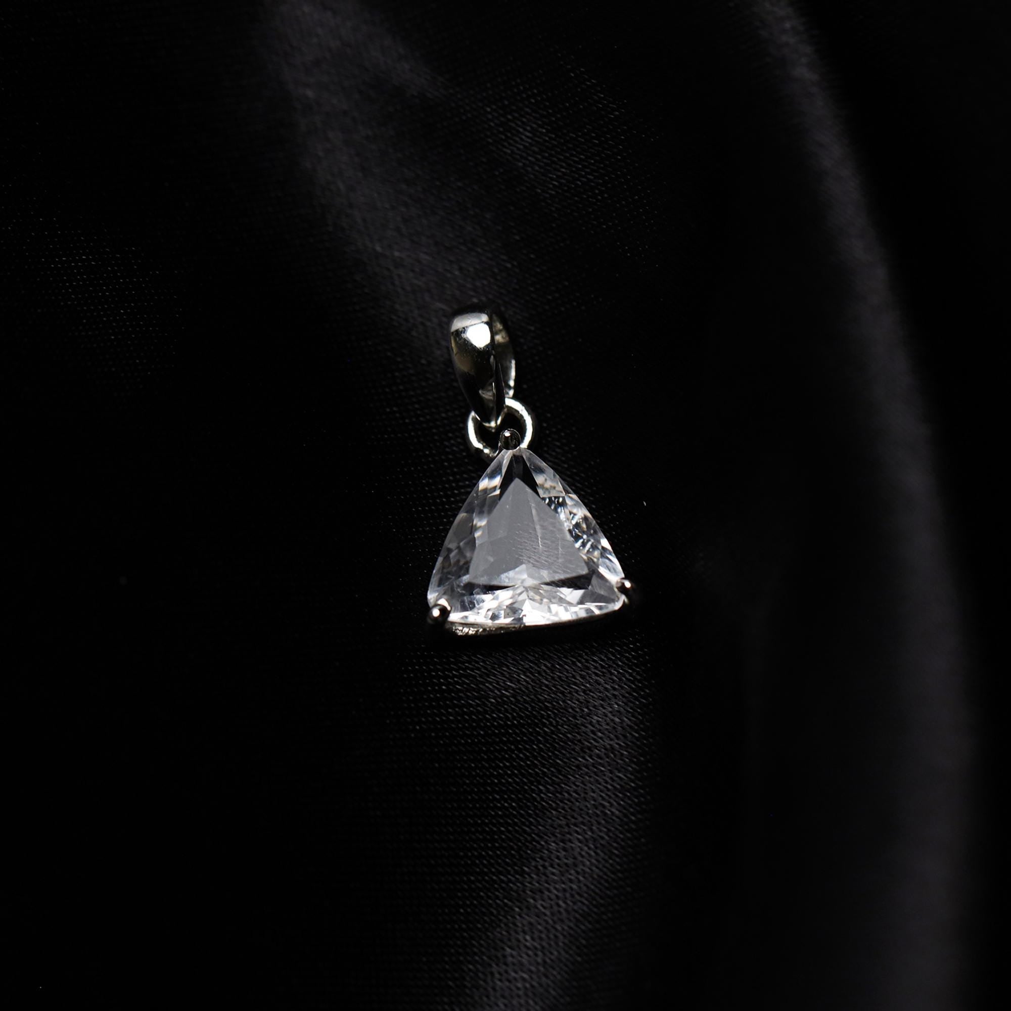 Sterling Silver Petalite Pendant – 10mm Faceted Triangle Gemstone