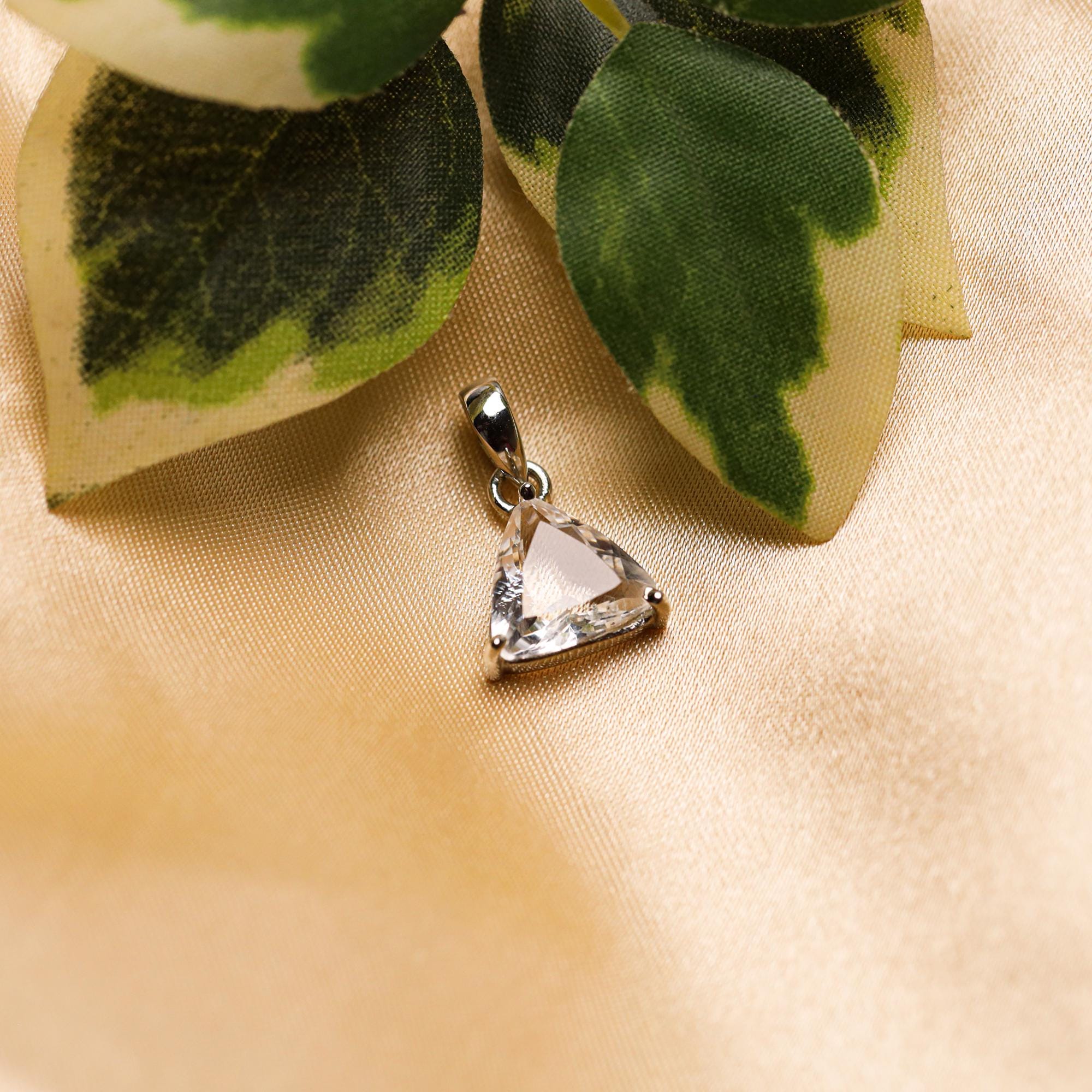 Sterling Silver Petalite Pendant – 10mm Faceted Triangle Gemstone