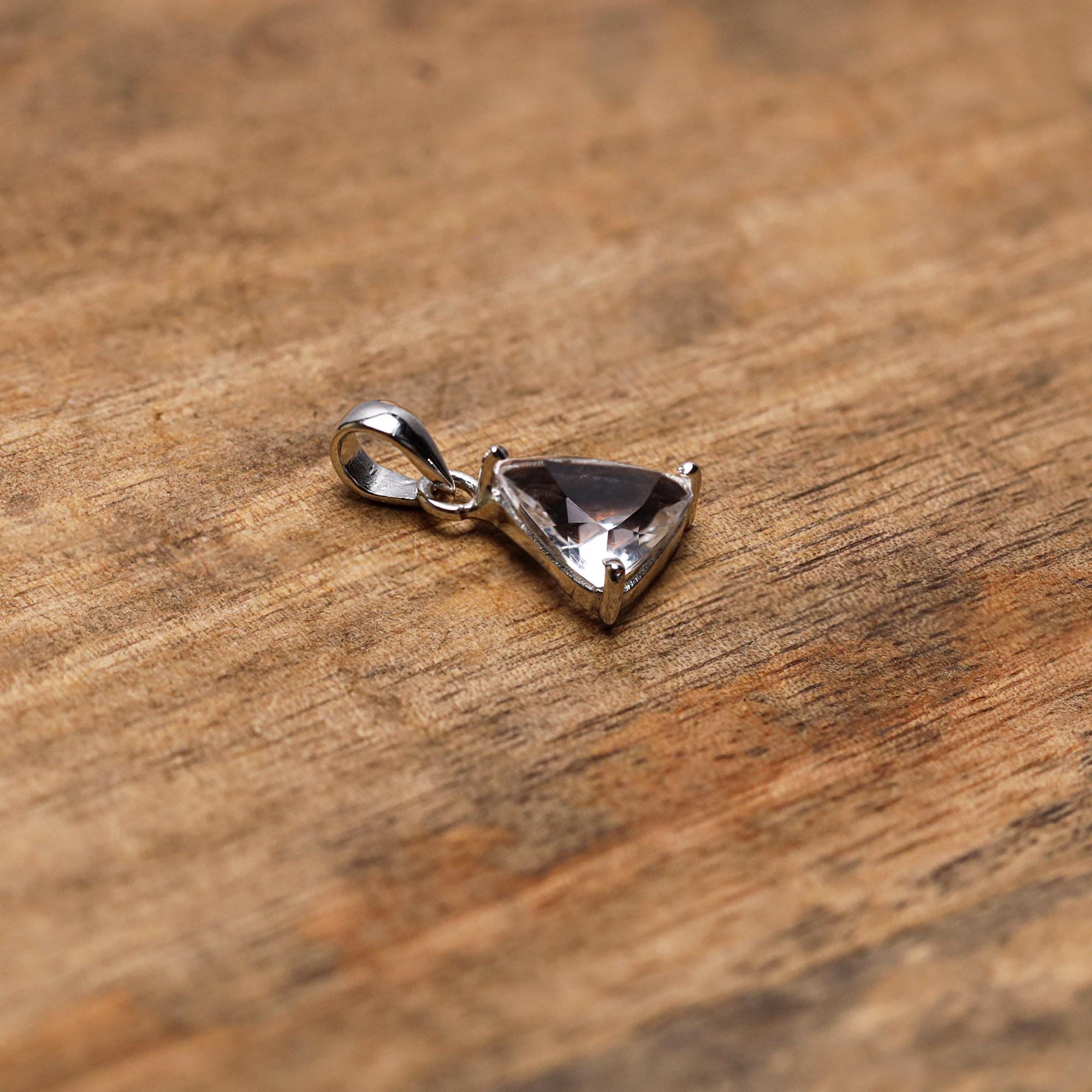 Sterling Silver Petalite Pendant – 10mm Faceted Triangle Gemstone