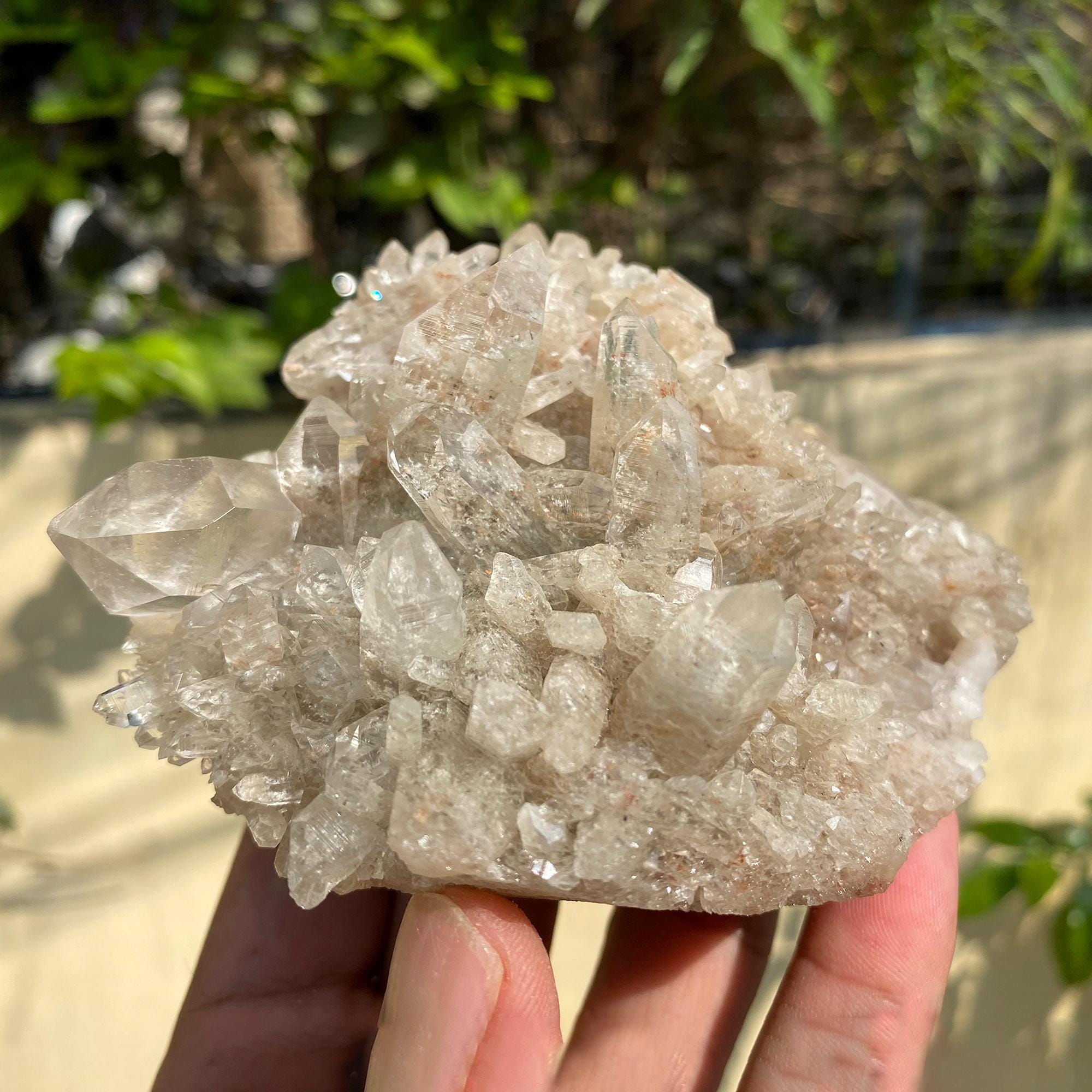Pink Phantom Quartz Crystal: Rare Growth Inclusions, Heart Chakra Healing Stone 545gm