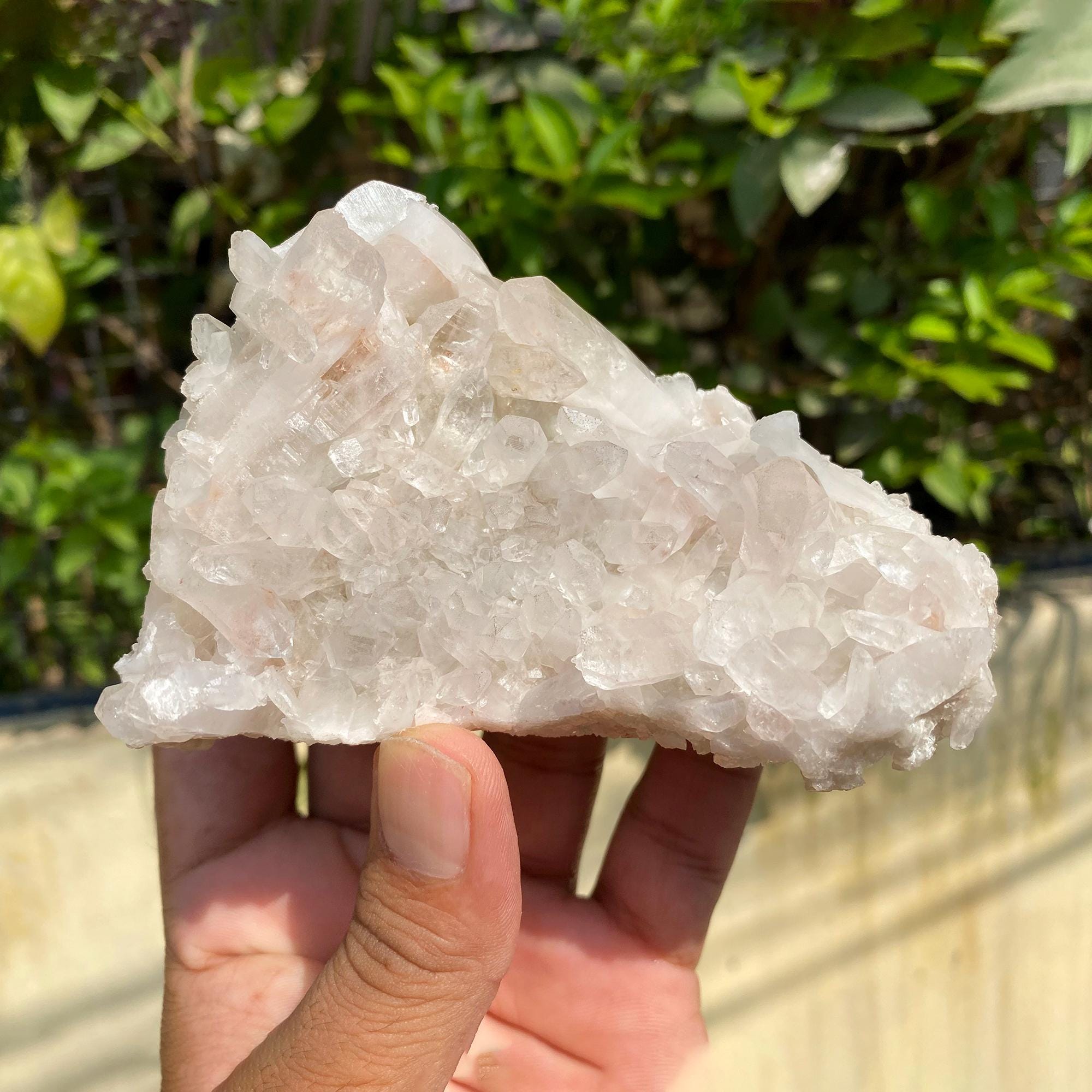 Himalayan White Phantom Quartz Cluster: Healing Crystal for Meditation