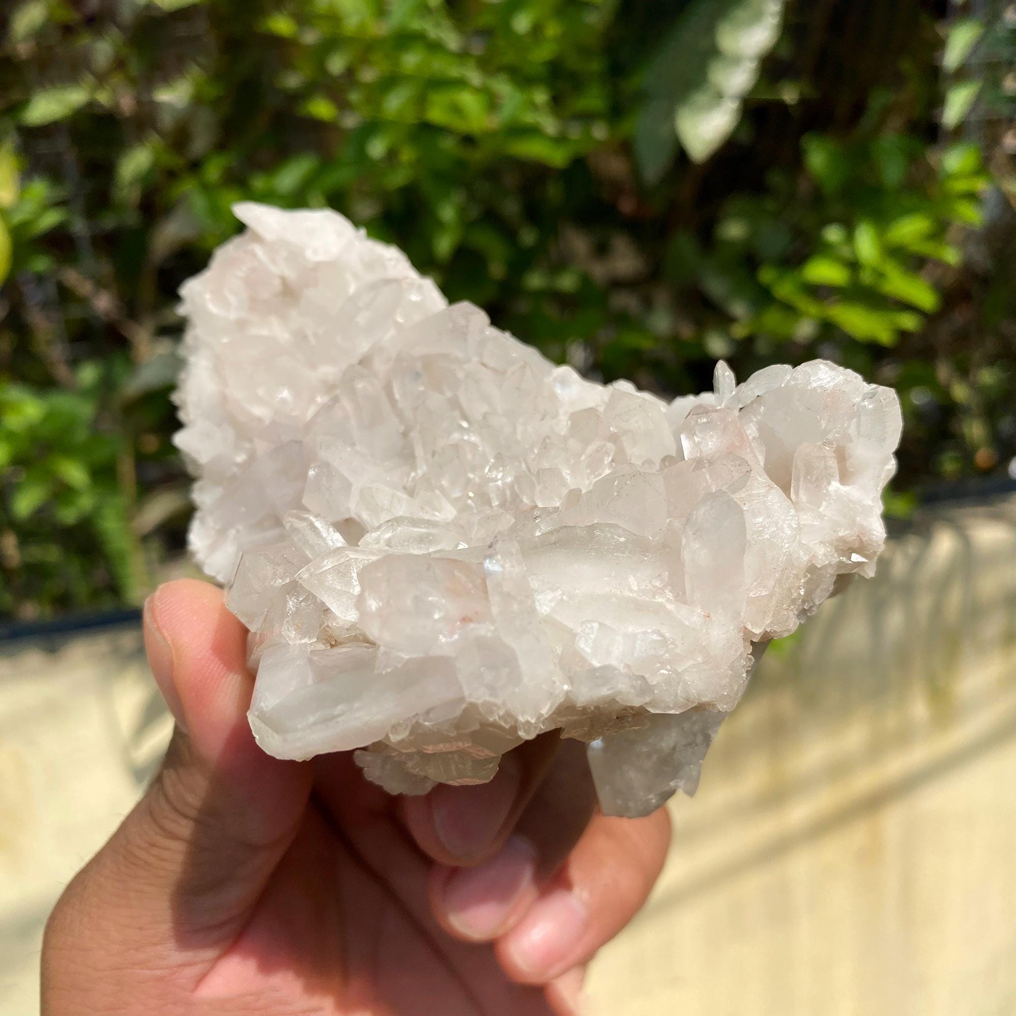 Himalayan White Phantom Quartz Cluster: Healing Crystal for Meditation