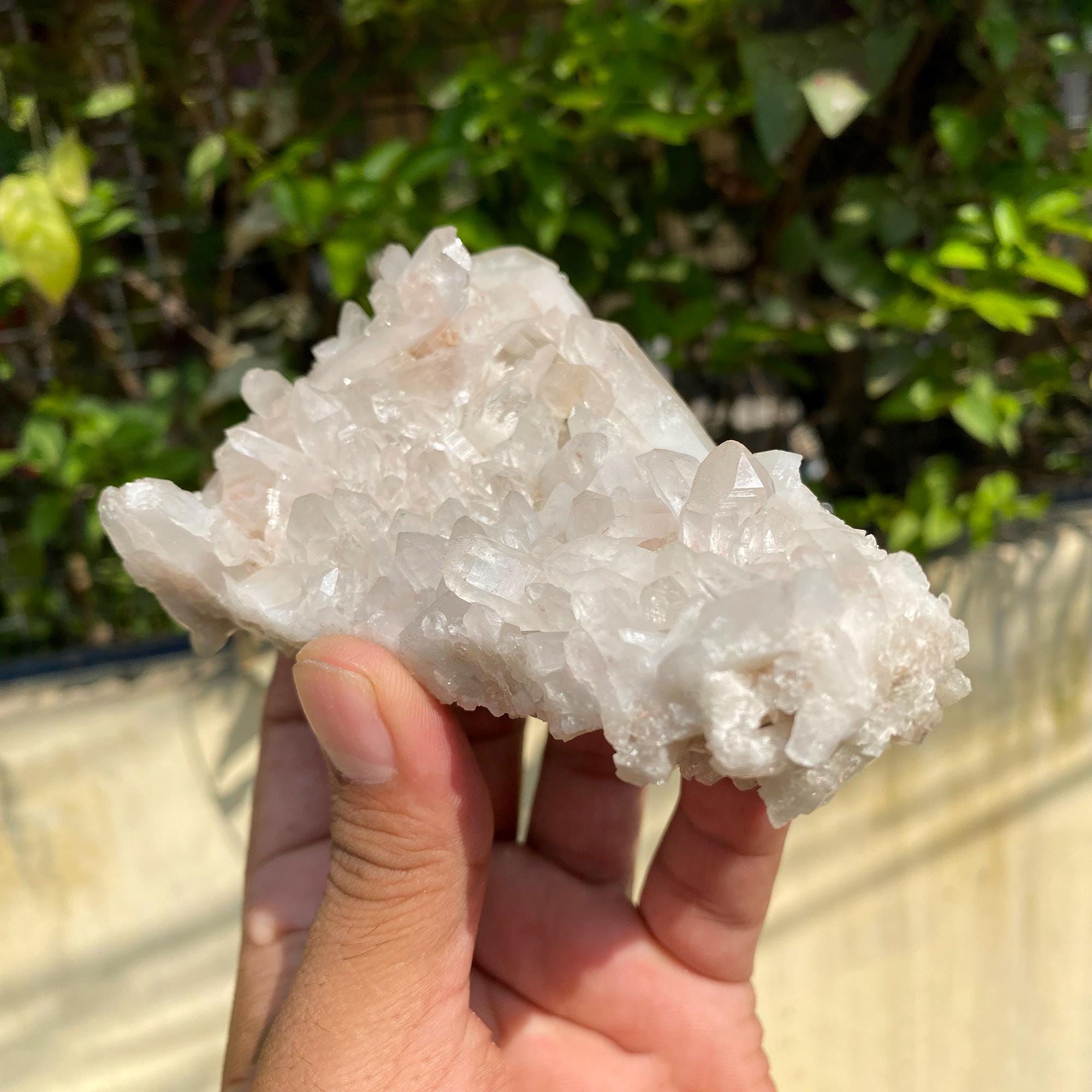 Himalayan White Phantom Quartz Cluster: Healing Crystal for Meditation