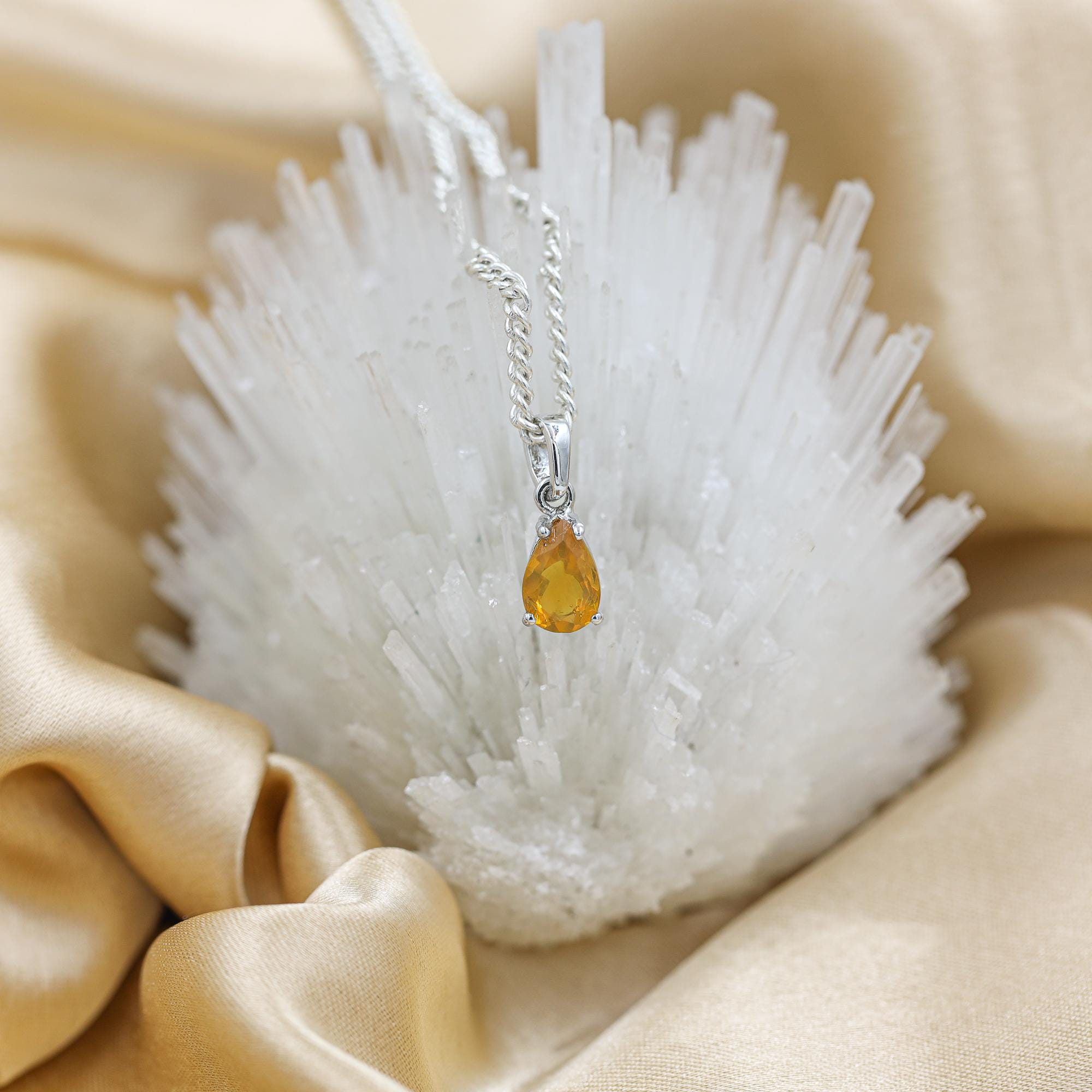 Natural Mexican Opal Pendant: Pear Cut Sterling Silver Jewelry