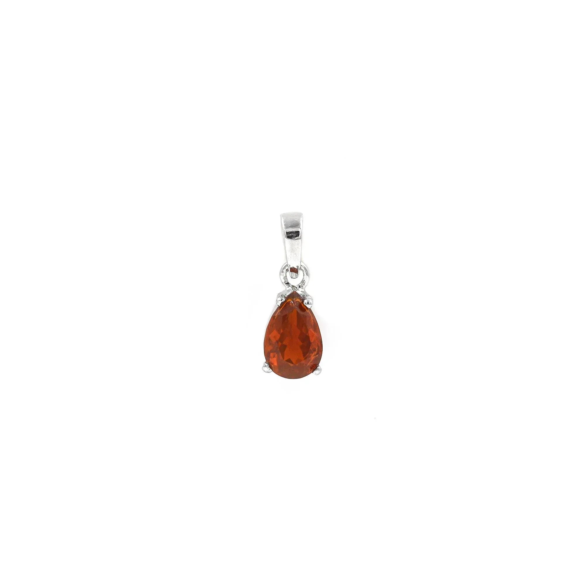 Handmade Sterling Silver Mexican Fire Opal Pendant: Pear Faceted Gemstone