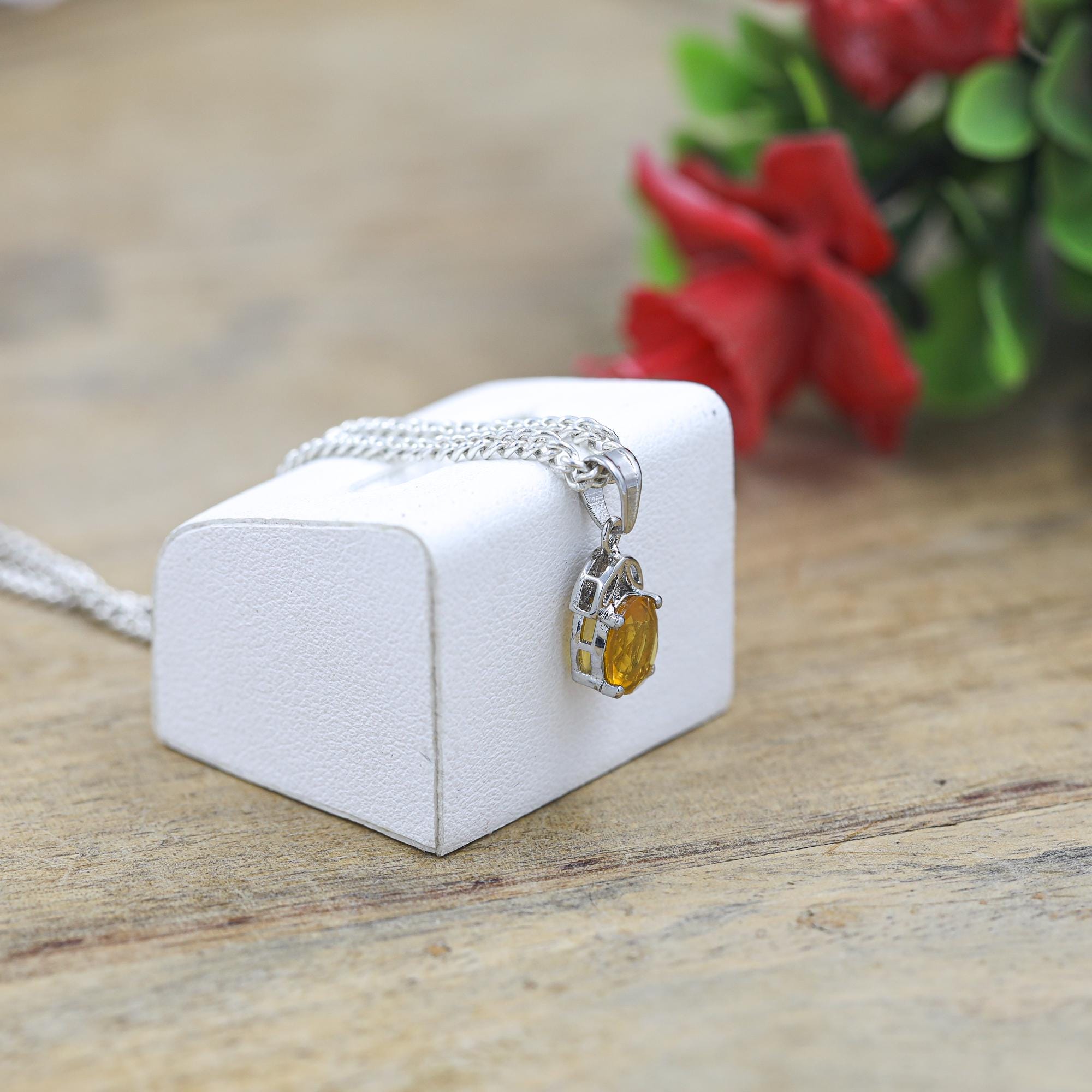 Sterling Silver Mexican Fire Opal Pendant: Handmade Gemstone Jewelry