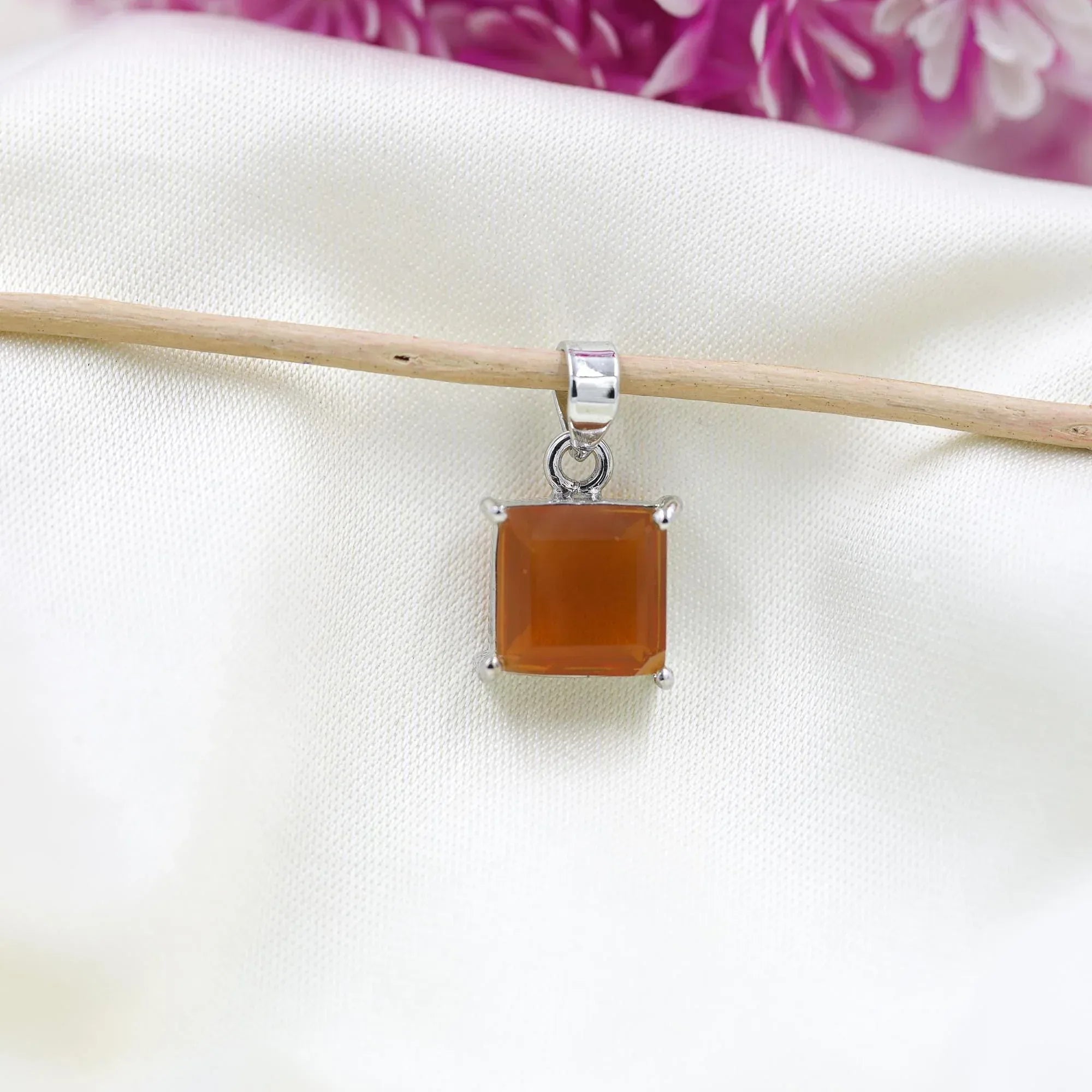 Handmade Mexican Fire Opal Necklace: 925 Sterling Silver October Birthstone