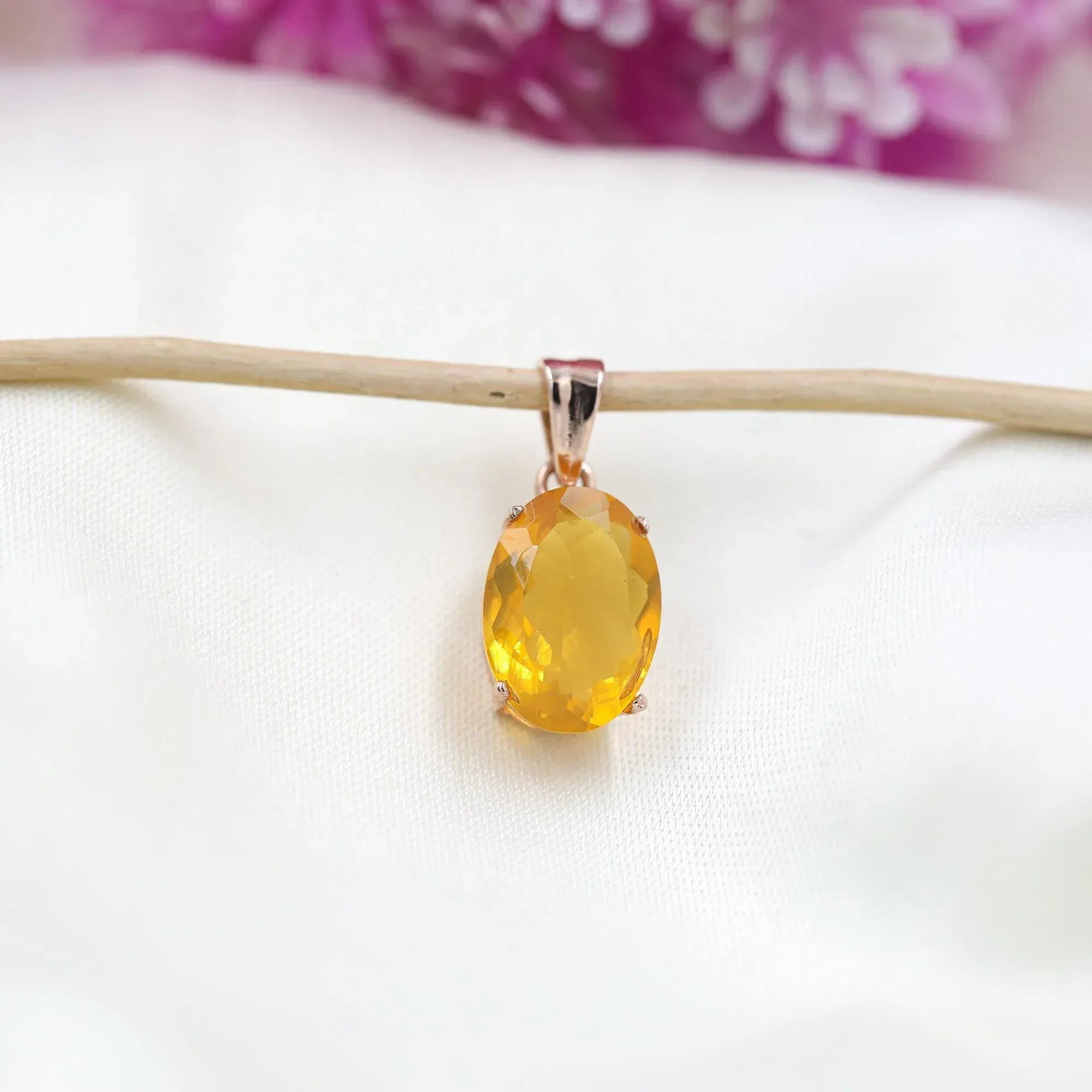 Dainty Mexican Opal Pendant: 925 Silver Rose Gold, October Birthstone