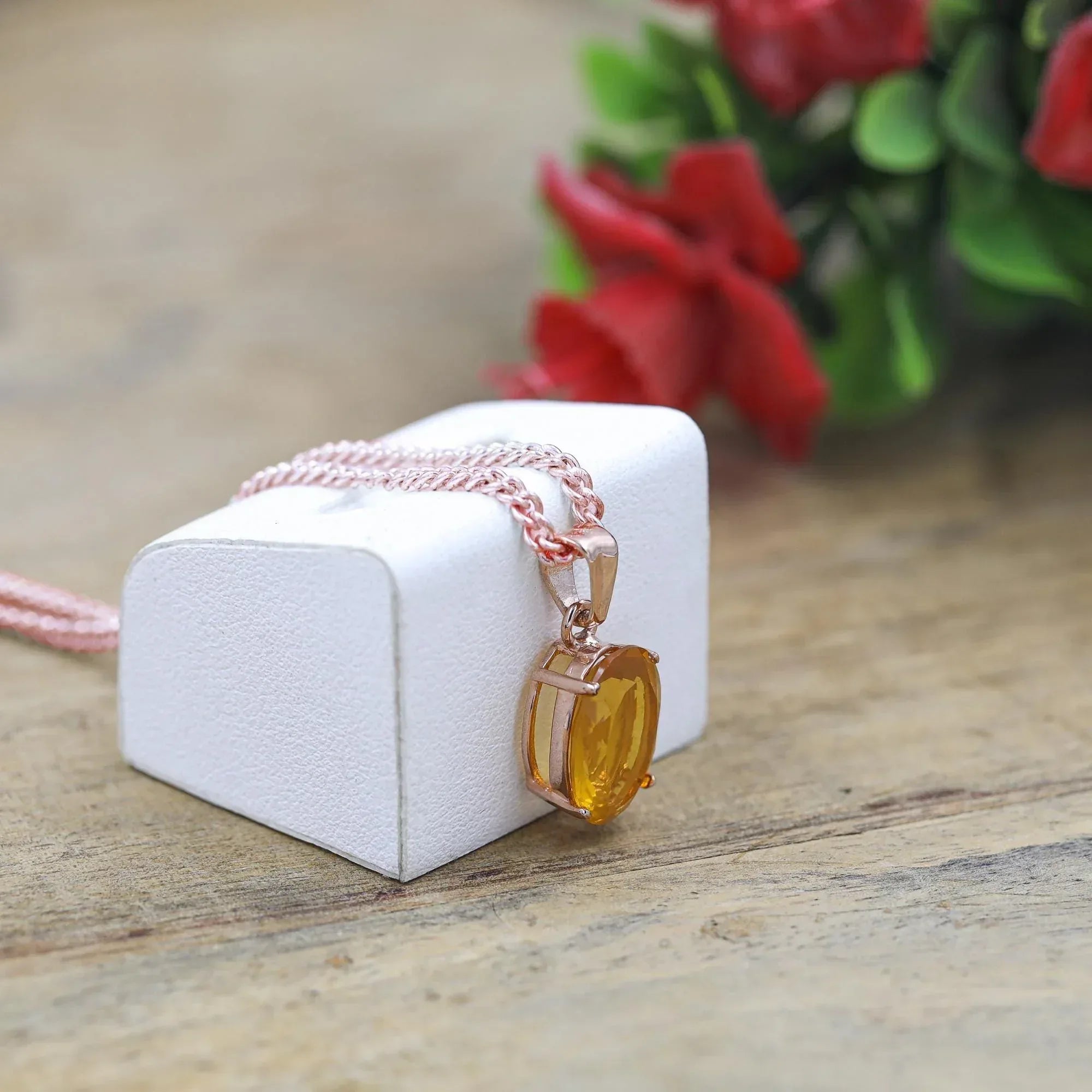 Dainty Mexican Opal Pendant: 925 Silver Rose Gold, October Birthstone