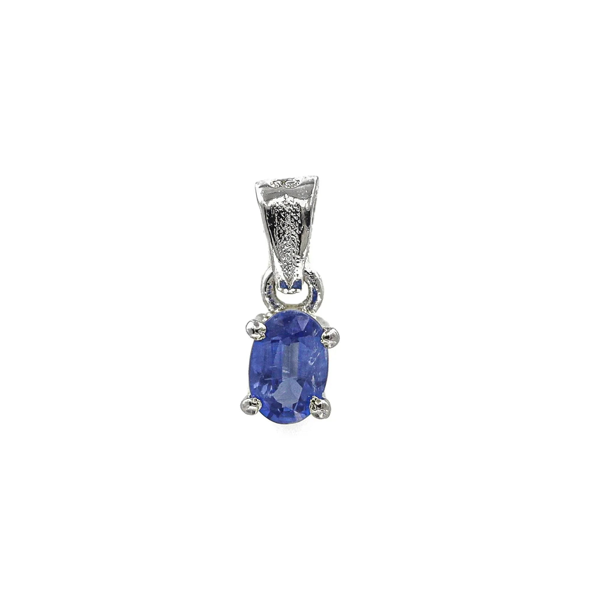 Indigo Kyanite 925 Silver Pendant Necklace: Oval Faceted Gemstone