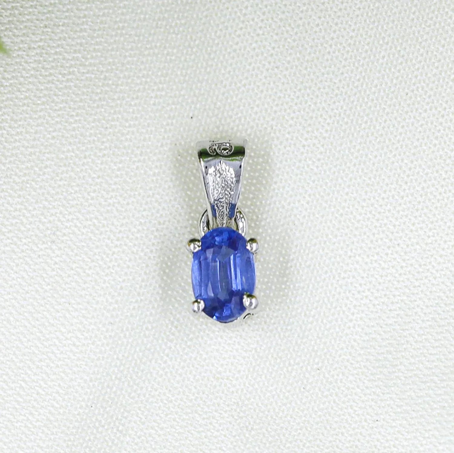 Indigo Kyanite 925 Silver Pendant Necklace: Oval Faceted Gemstone
