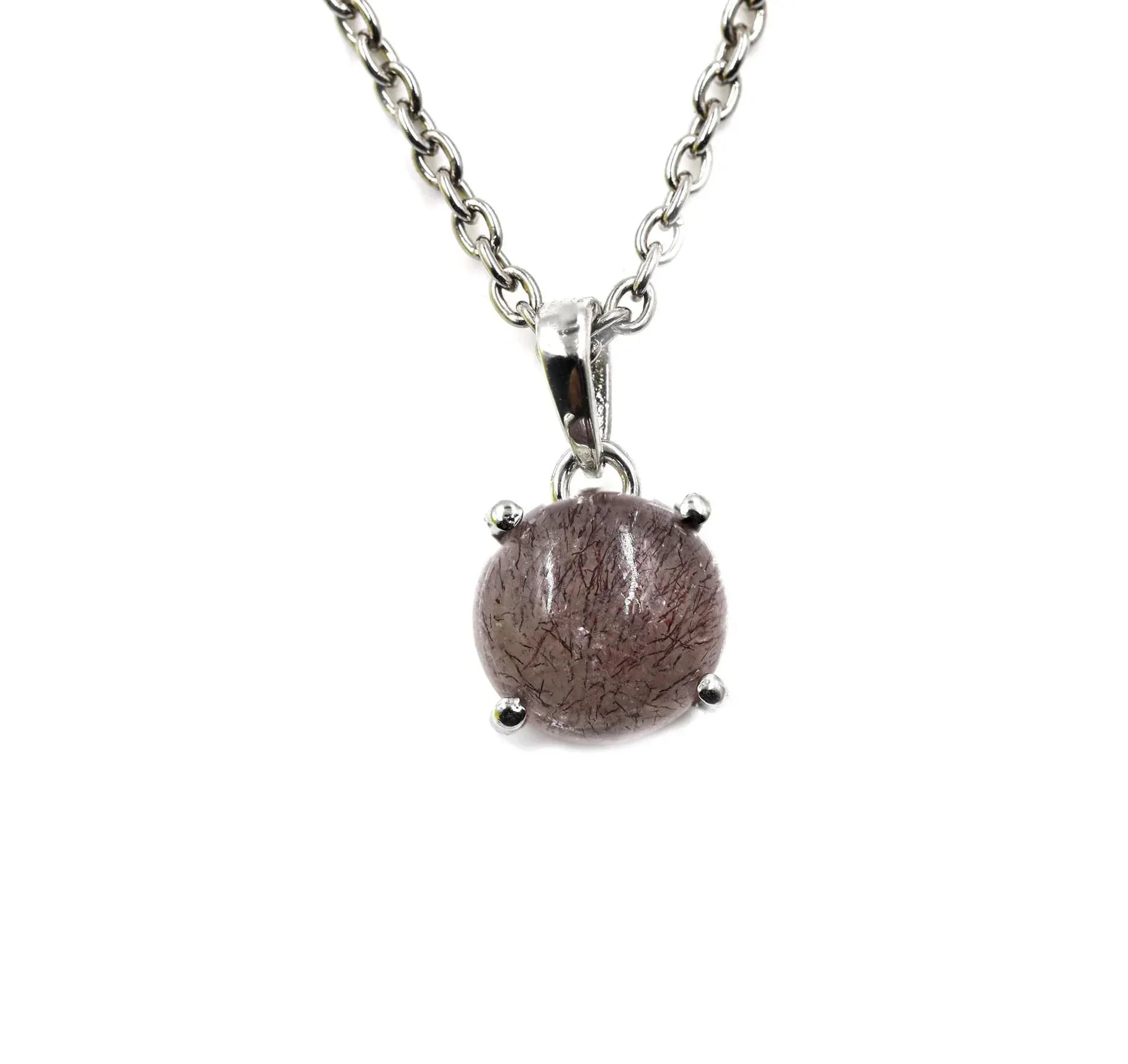 9mm Super Seven Amethyst Pendant: Cacoxenite Sterling Silver Melody Stone